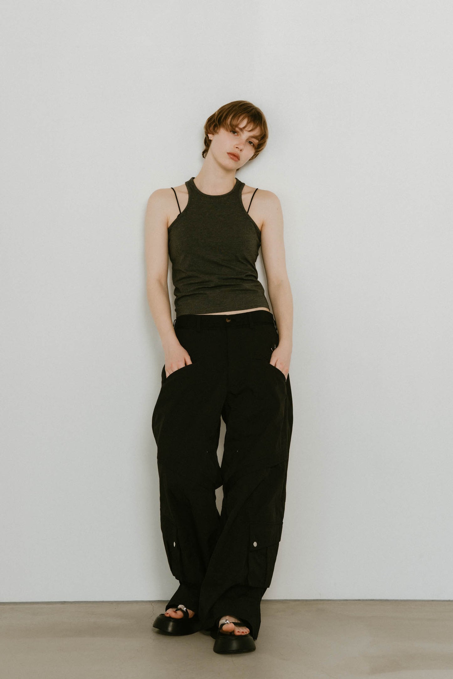 2piece layered logo tank top/3color