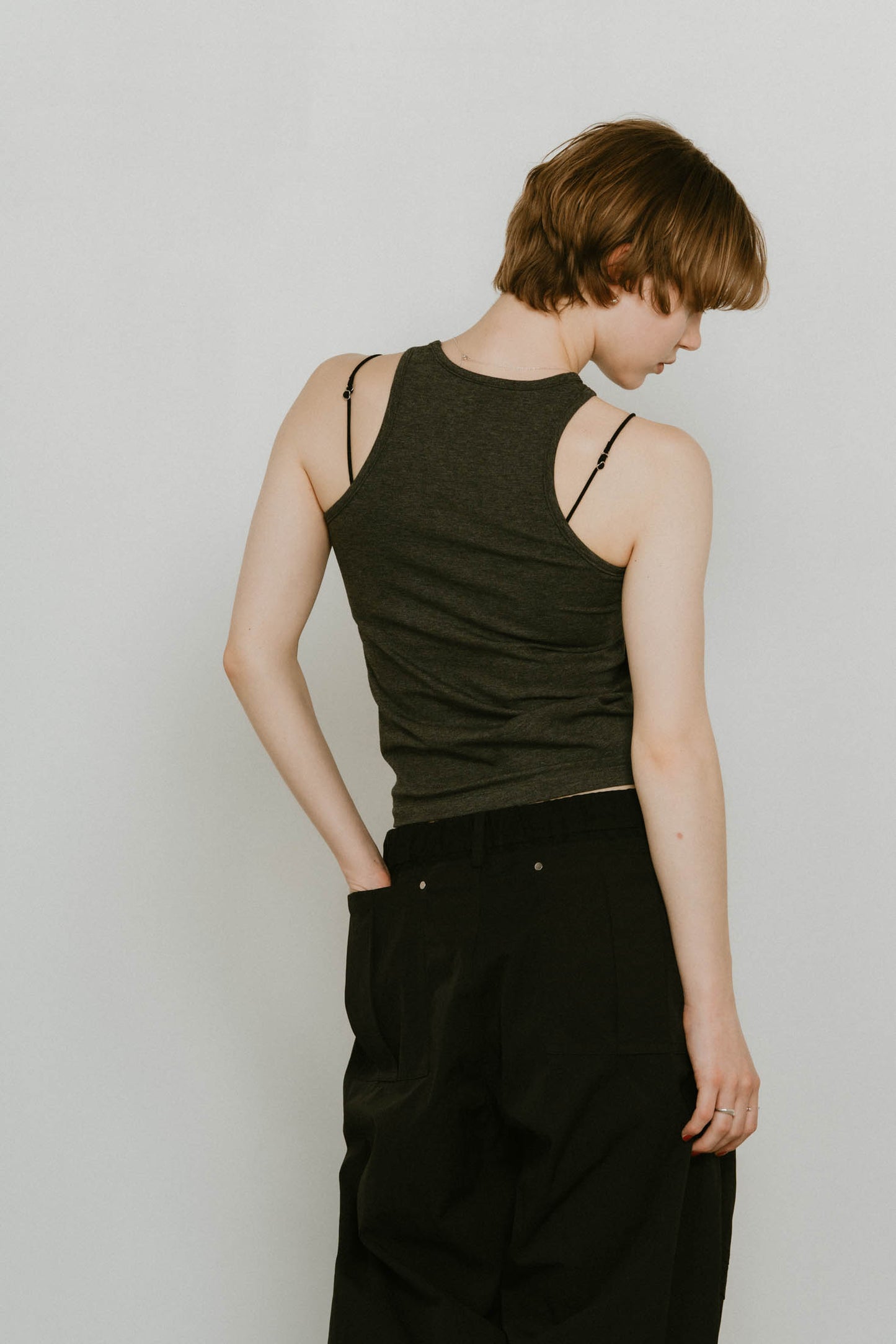 2piece layered logo tank top/3color