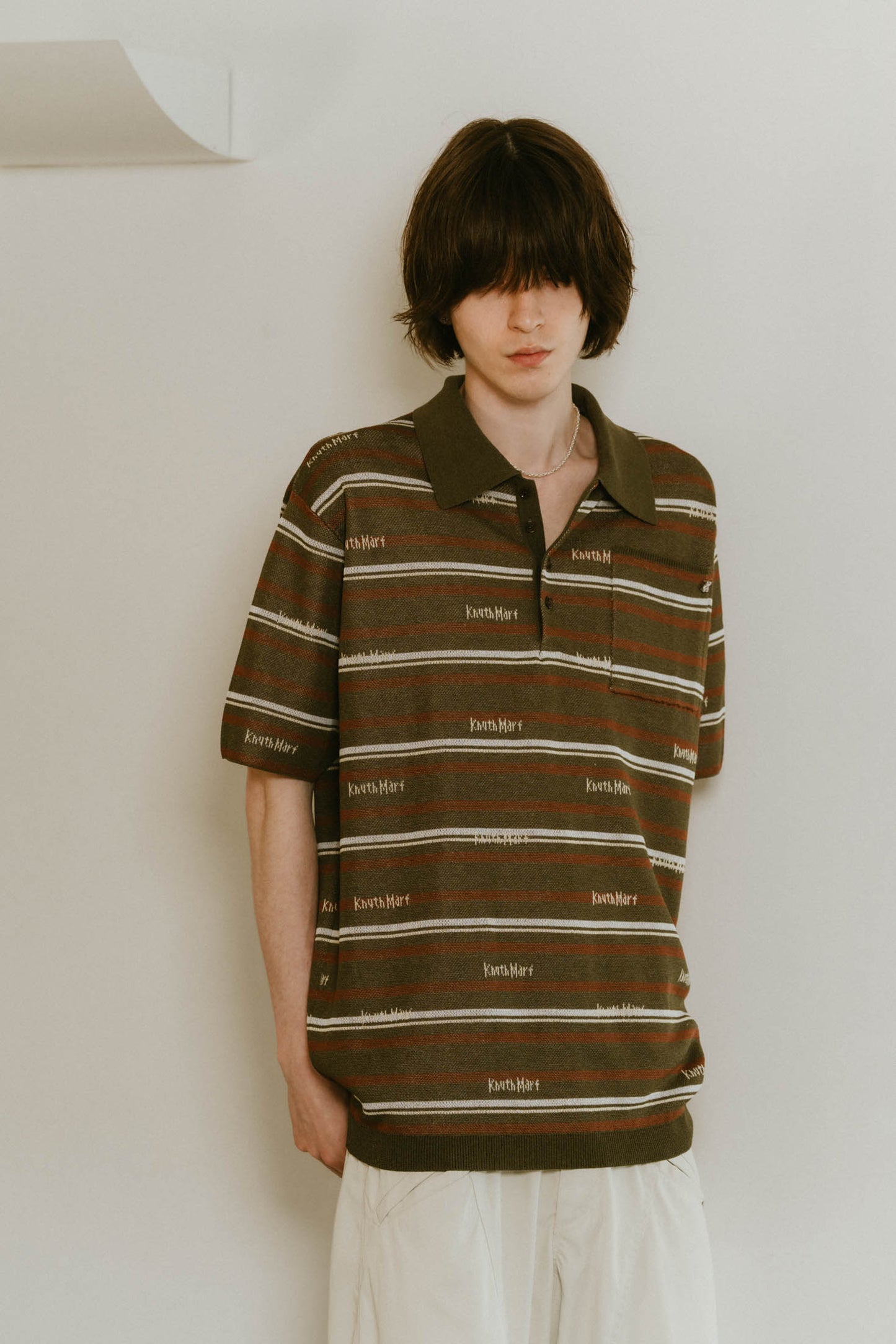 logo stripe polo knit(unisex)/2color