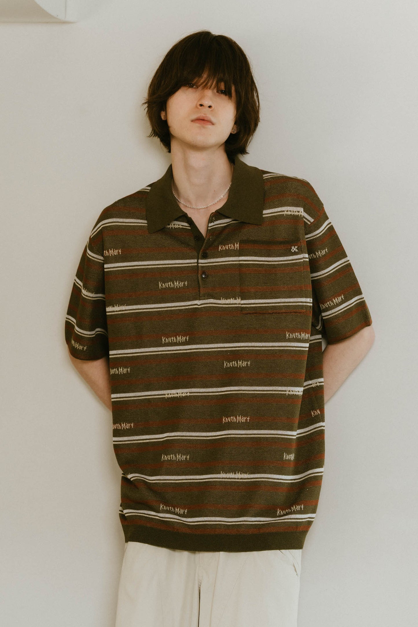 logo stripe polo knit(unisex)/2color