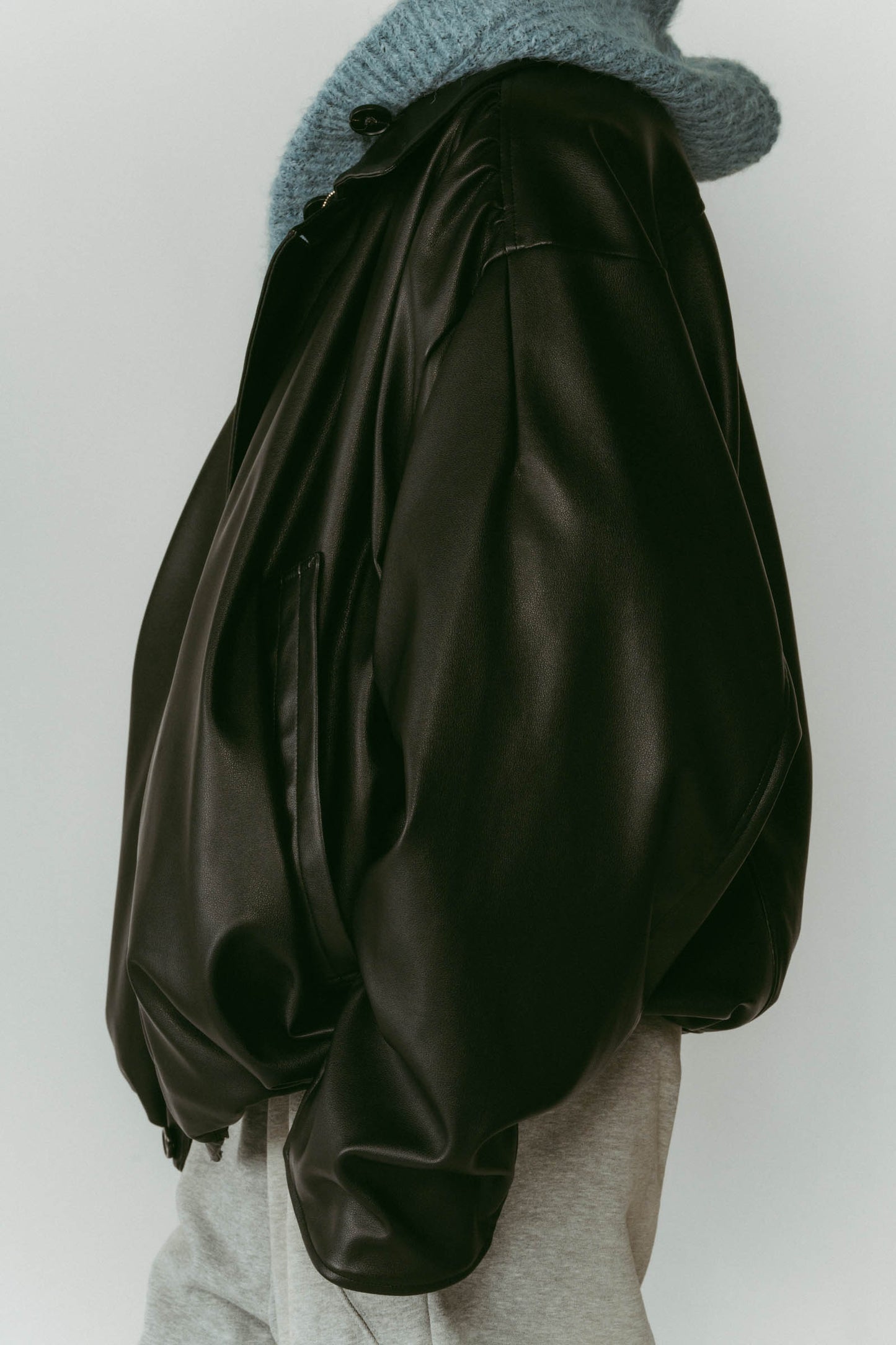 voluminous leather jacket(unisex)/black