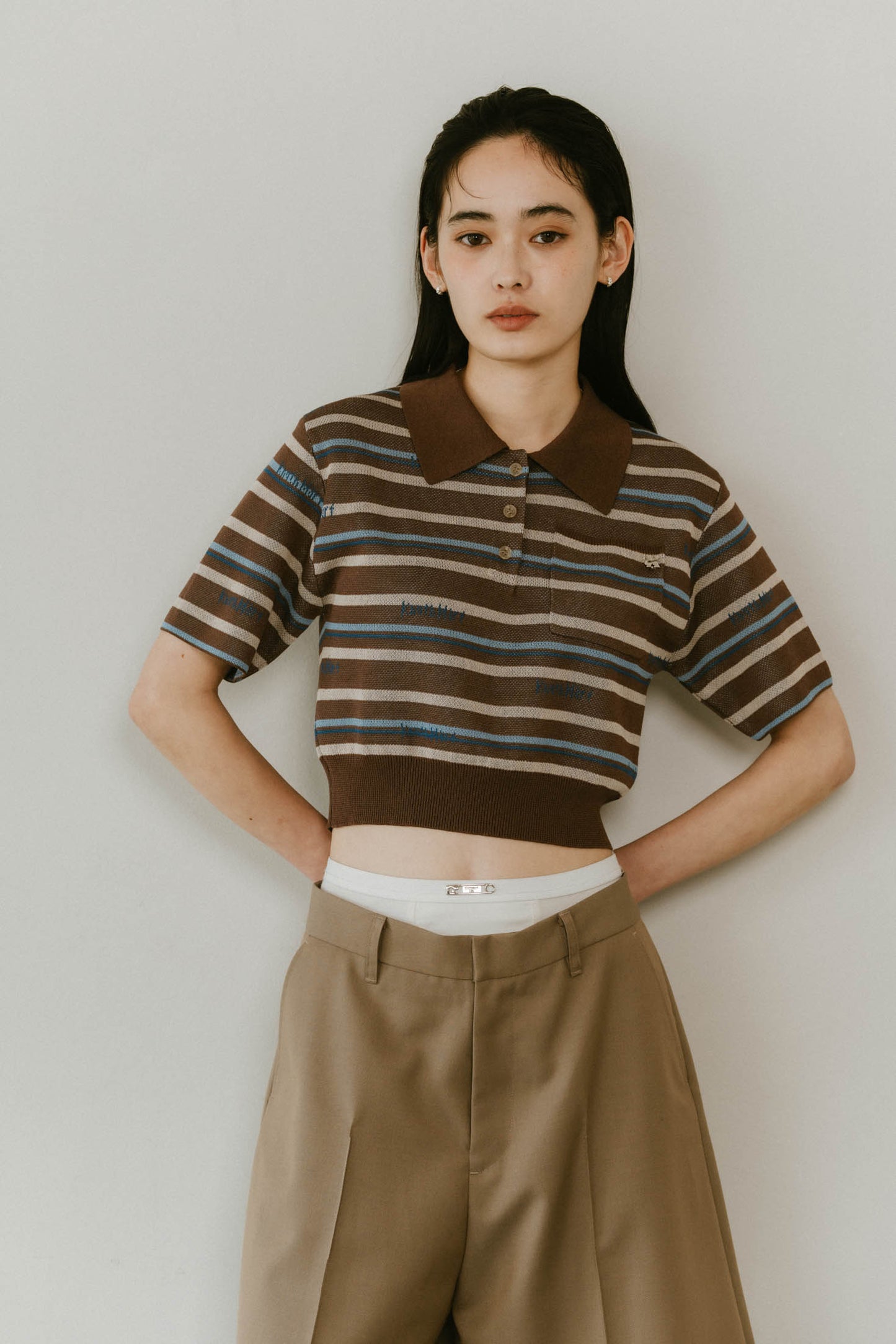 logo stripe polo knit/2color