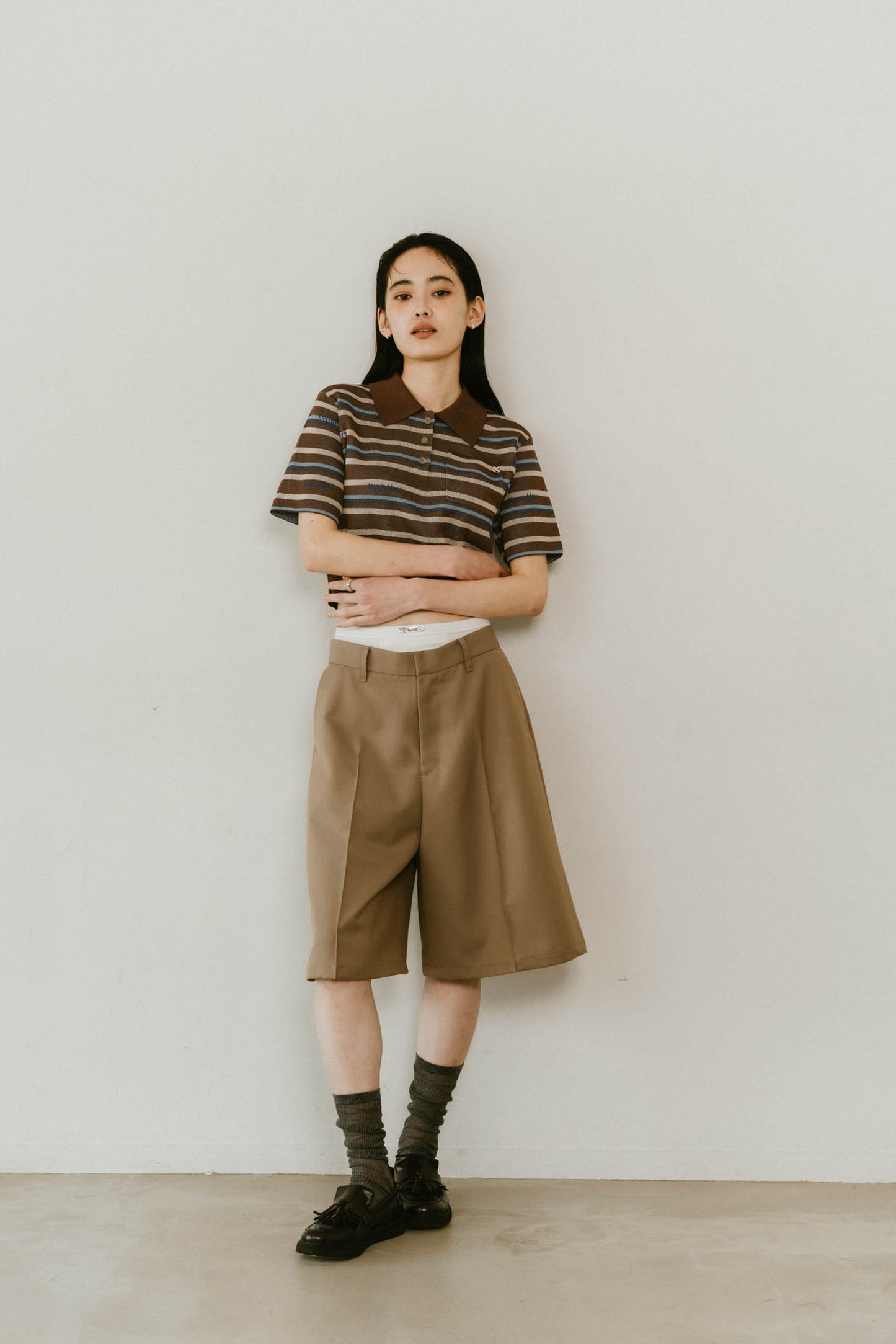 logo stripe polo knit/2color