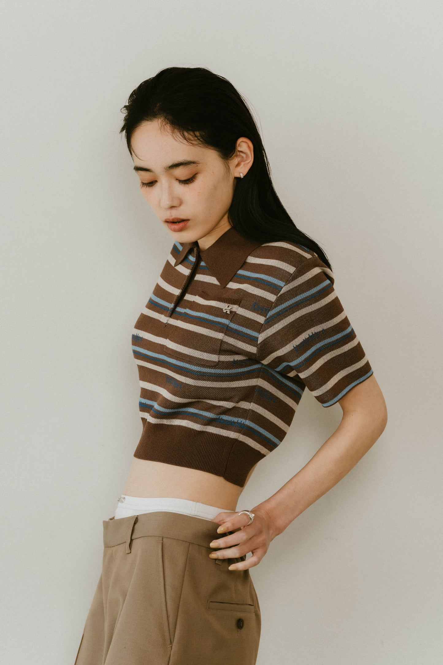 logo stripe polo knit/2color