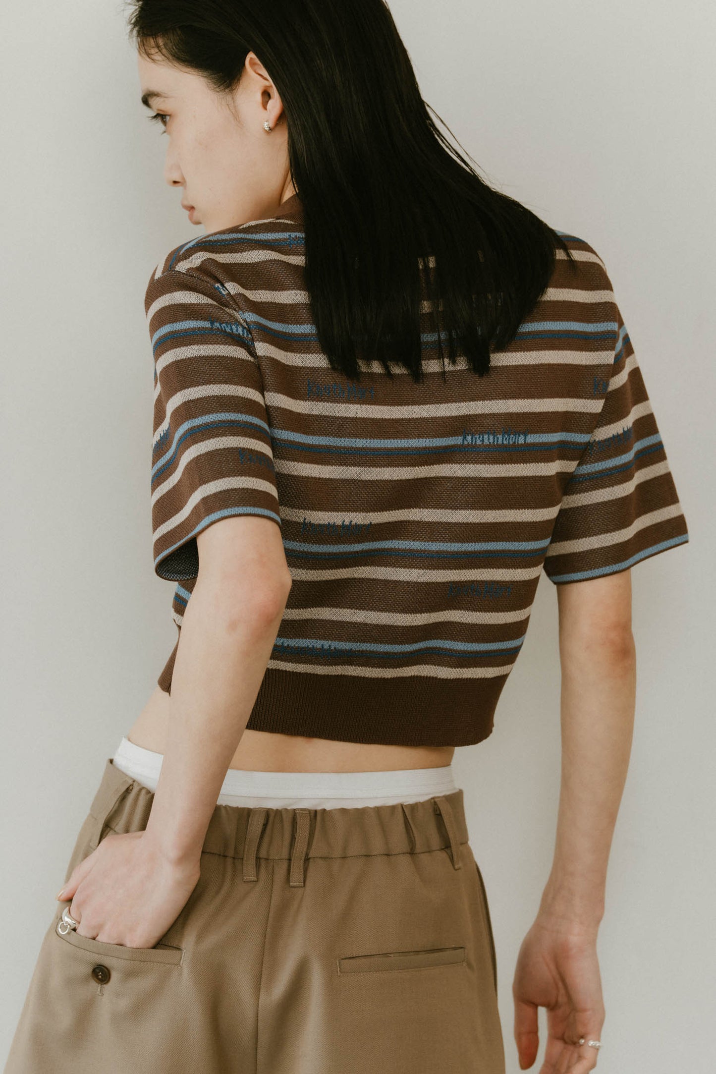 logo stripe polo knit/2color