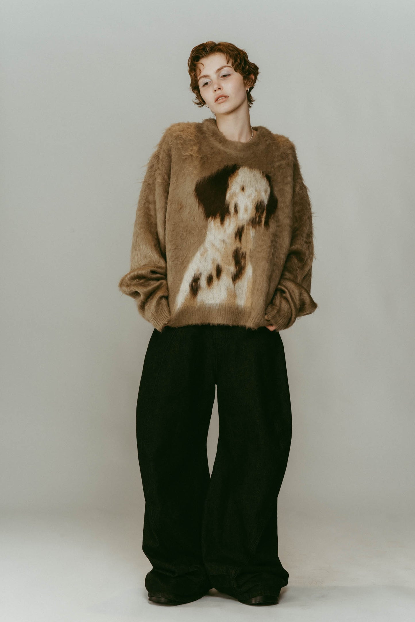 dalmatian shaggy knit(unisex)/beige