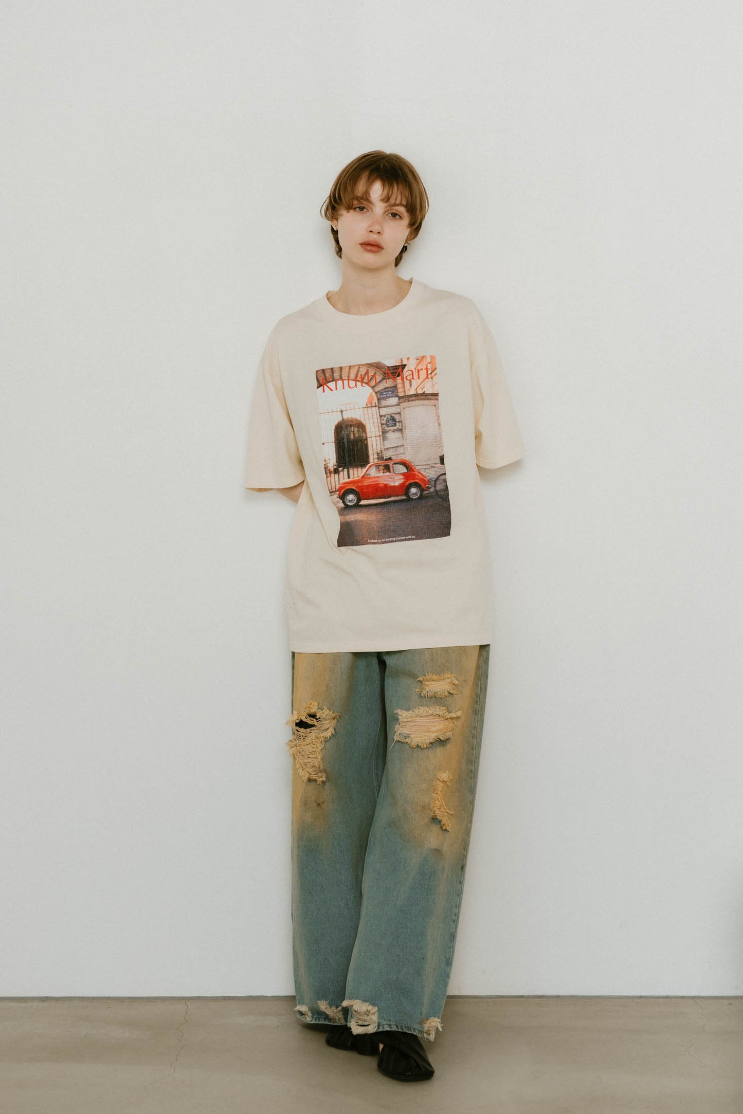 vintage print T shirt(unisex)/4color