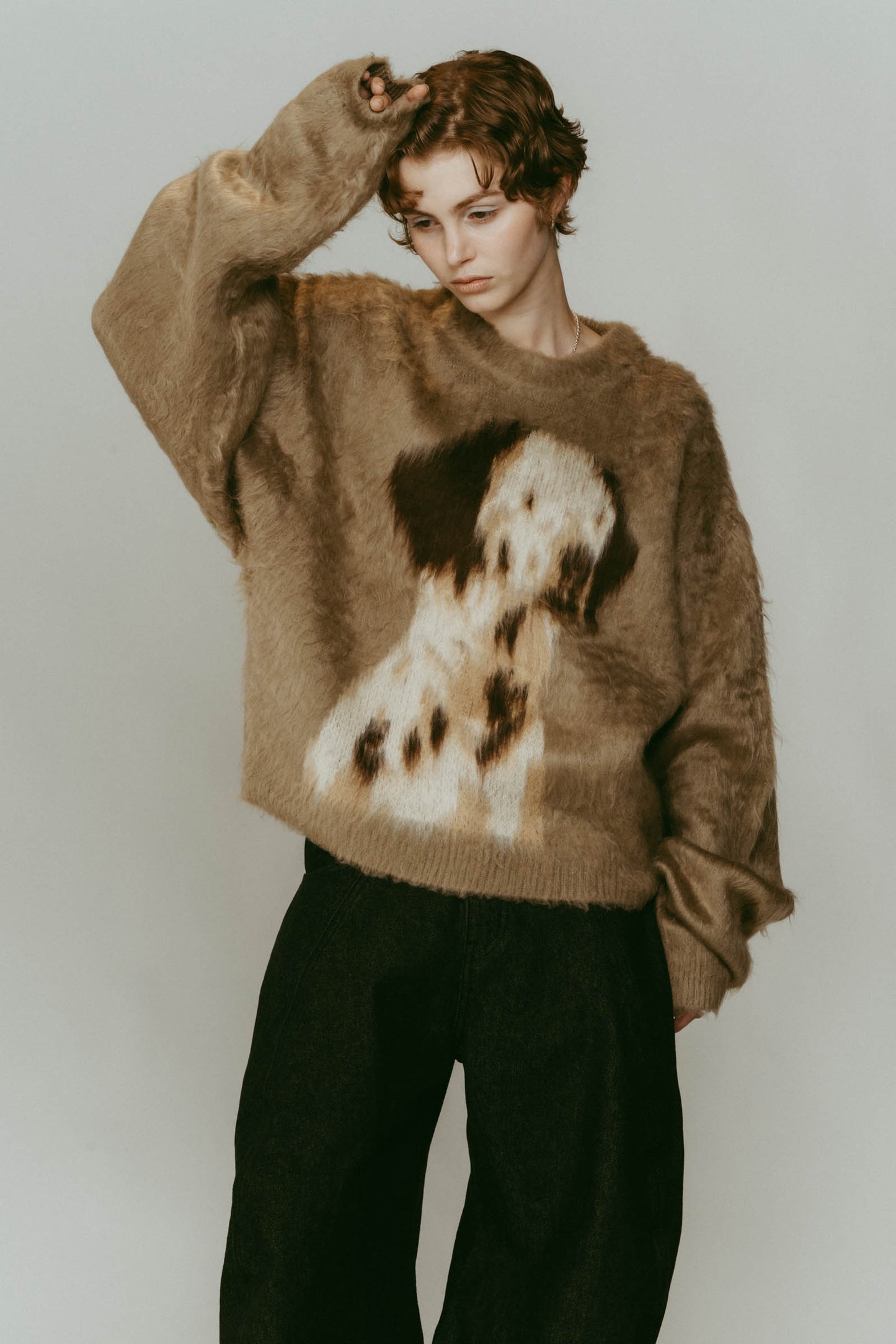 dalmatian shaggy knit(unisex)/beige