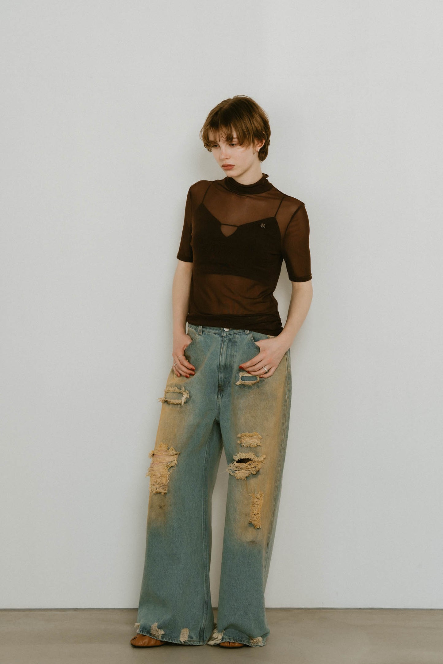K motif sheer tops/3color