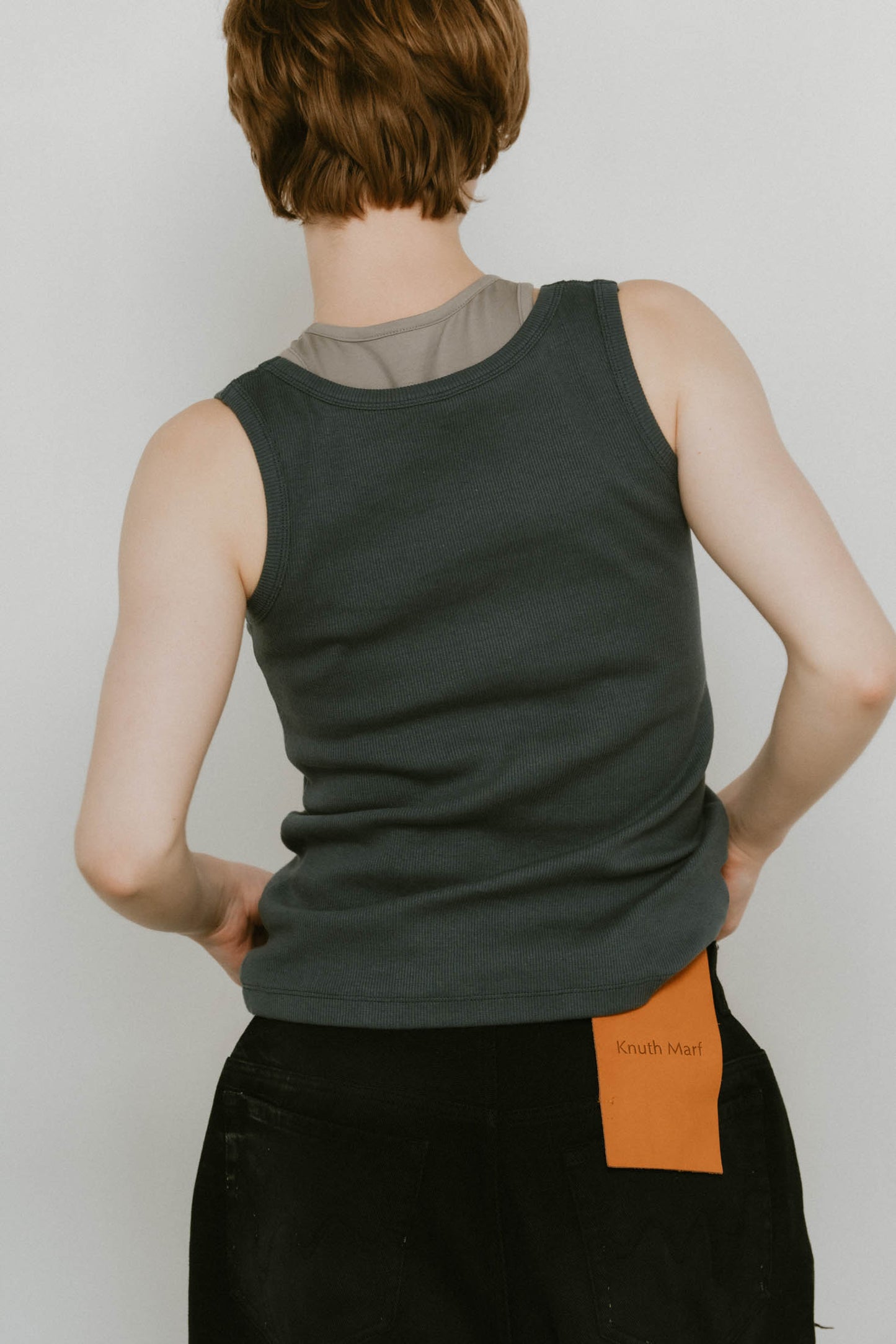 2piece layered logo tank top/3color