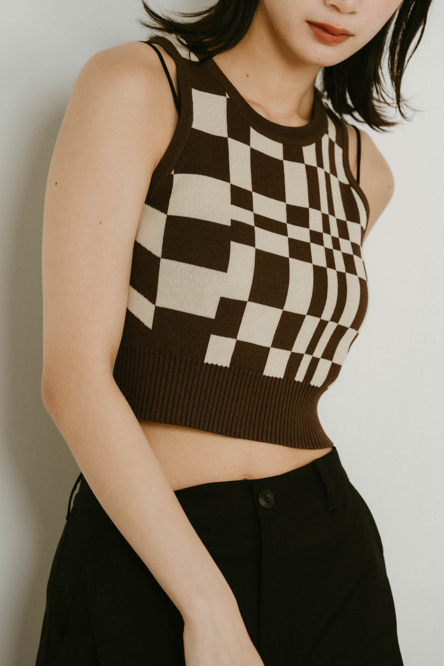 flag marble knit tank/3color