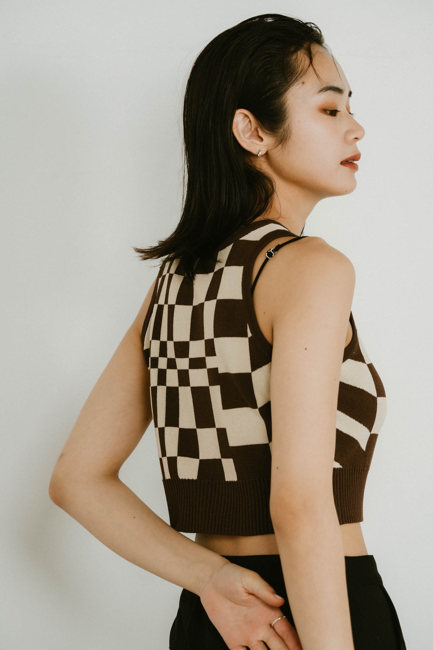 flag marble knit tank/3color