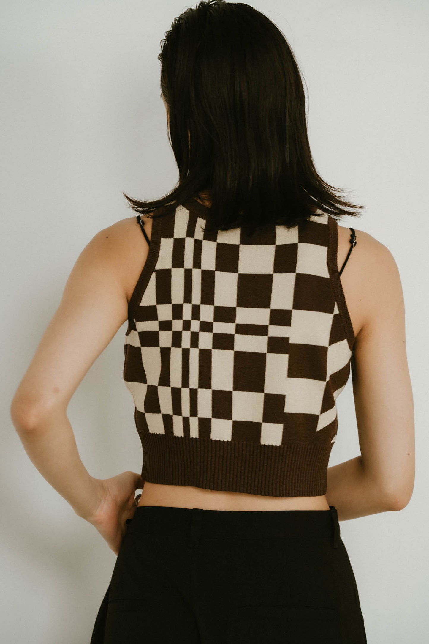 flag marble knit tank/3color