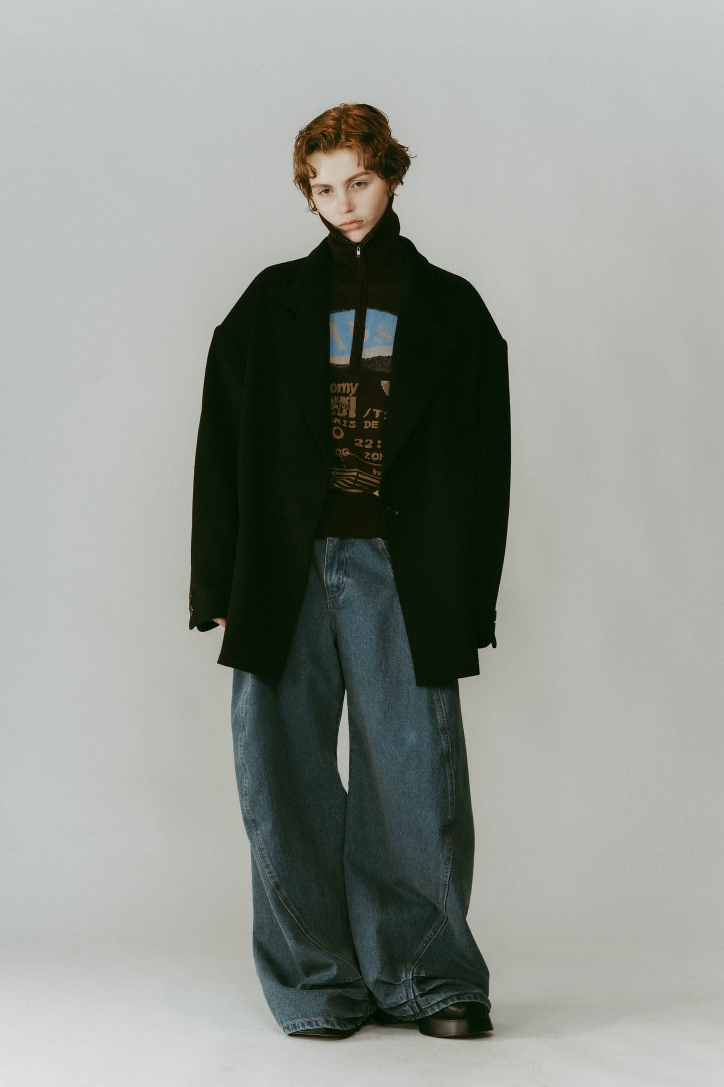 muffler overlay jacket(unisex)/black
