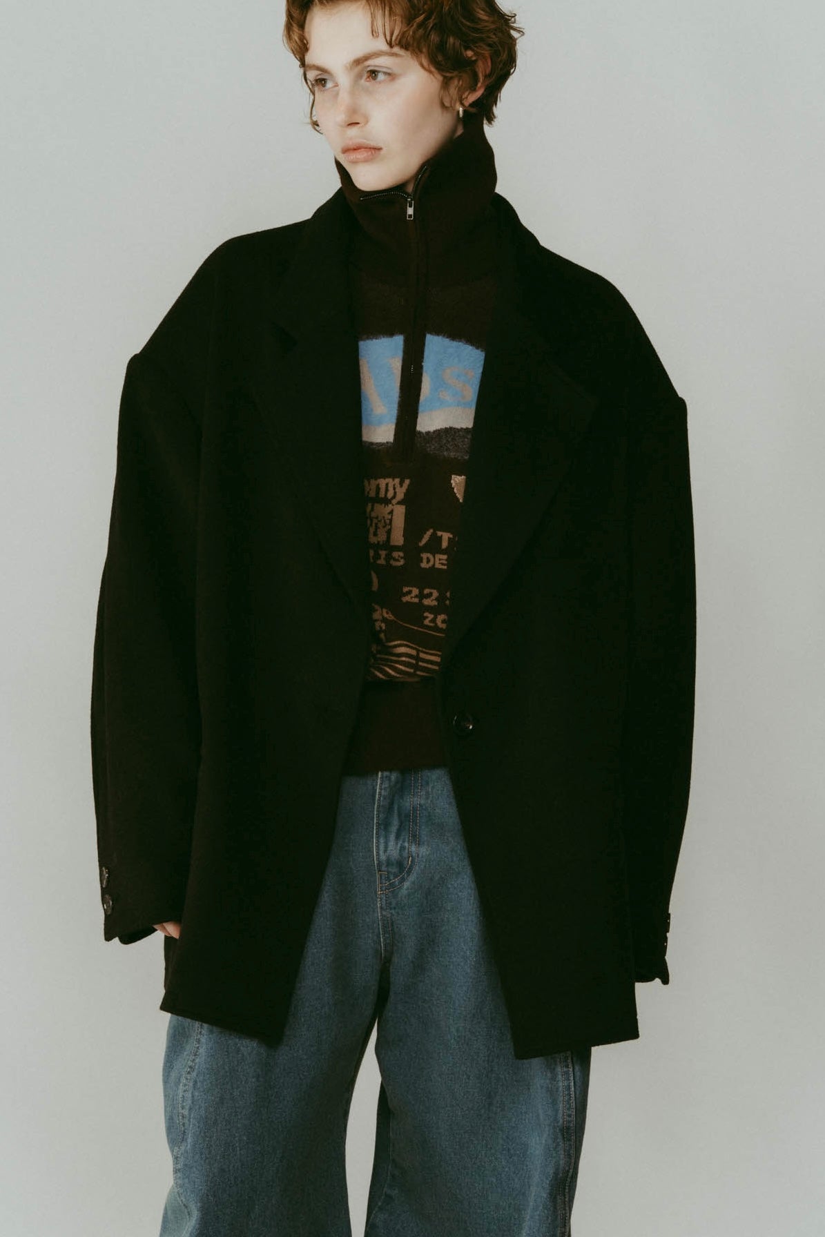 muffler overlay jacket(unisex)/black