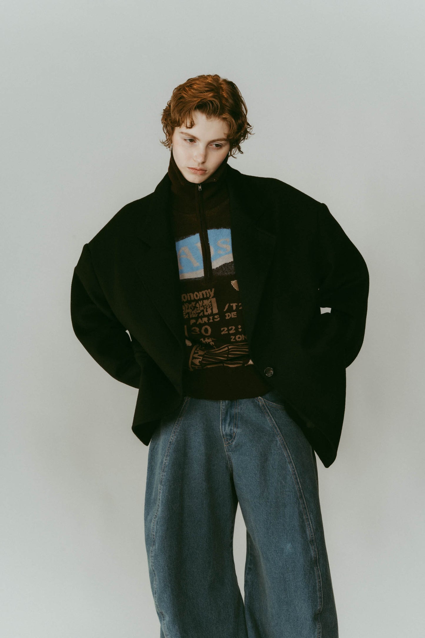 muffler overlay jacket(unisex)/black