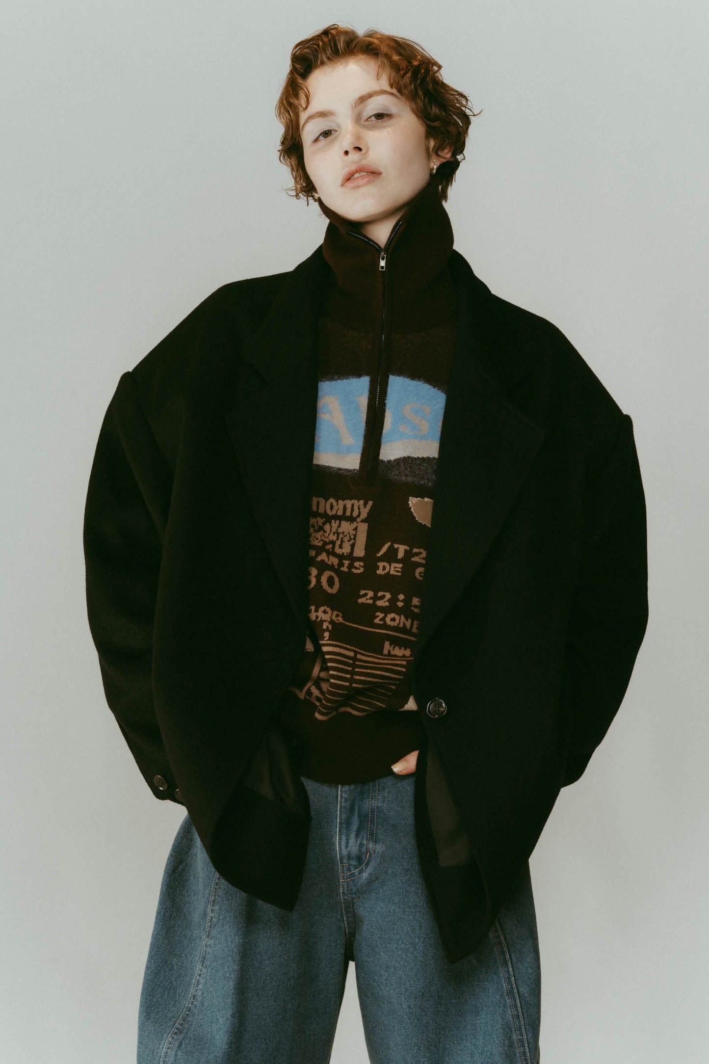 muffler overlay jacket(unisex)/black