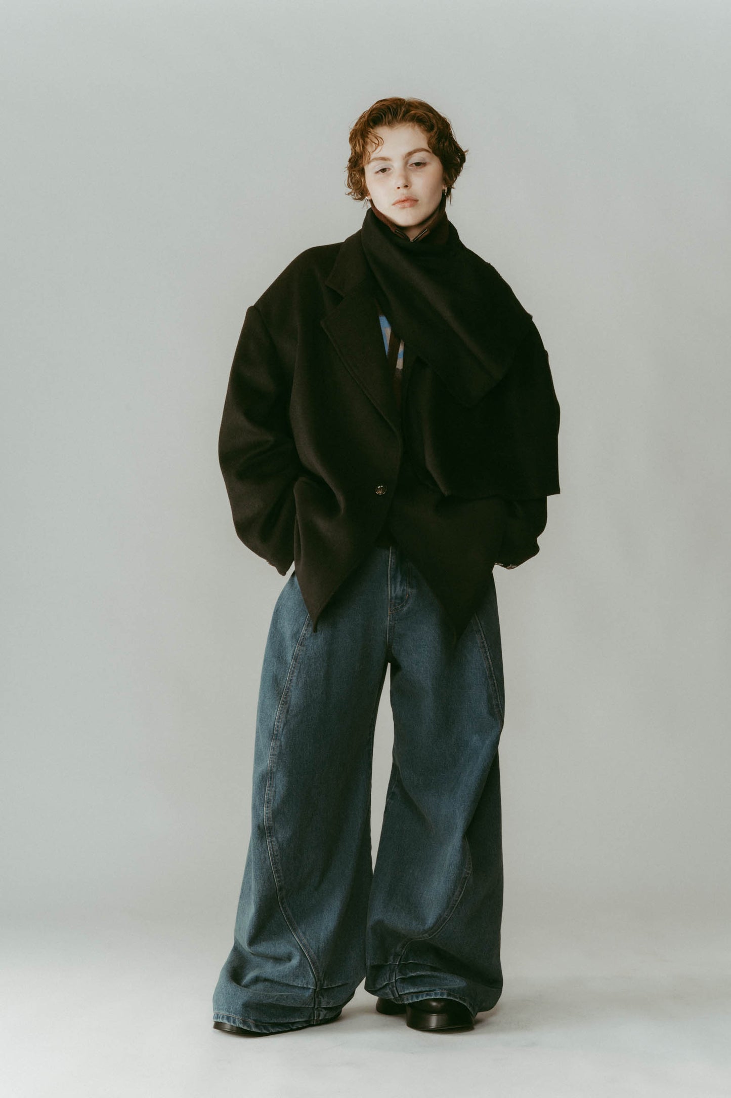 muffler overlay jacket(unisex)/black