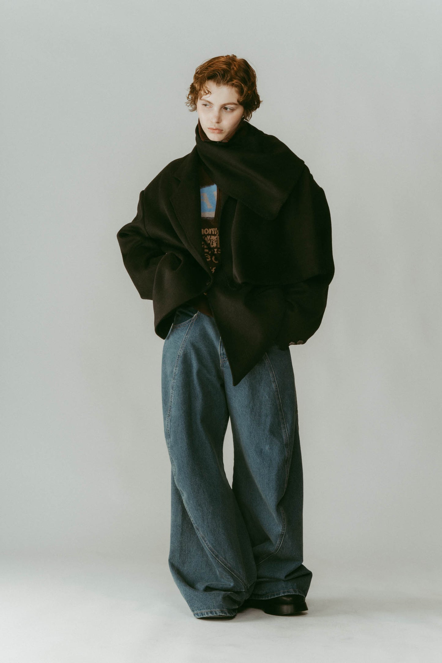 muffler overlay jacket(unisex)/black