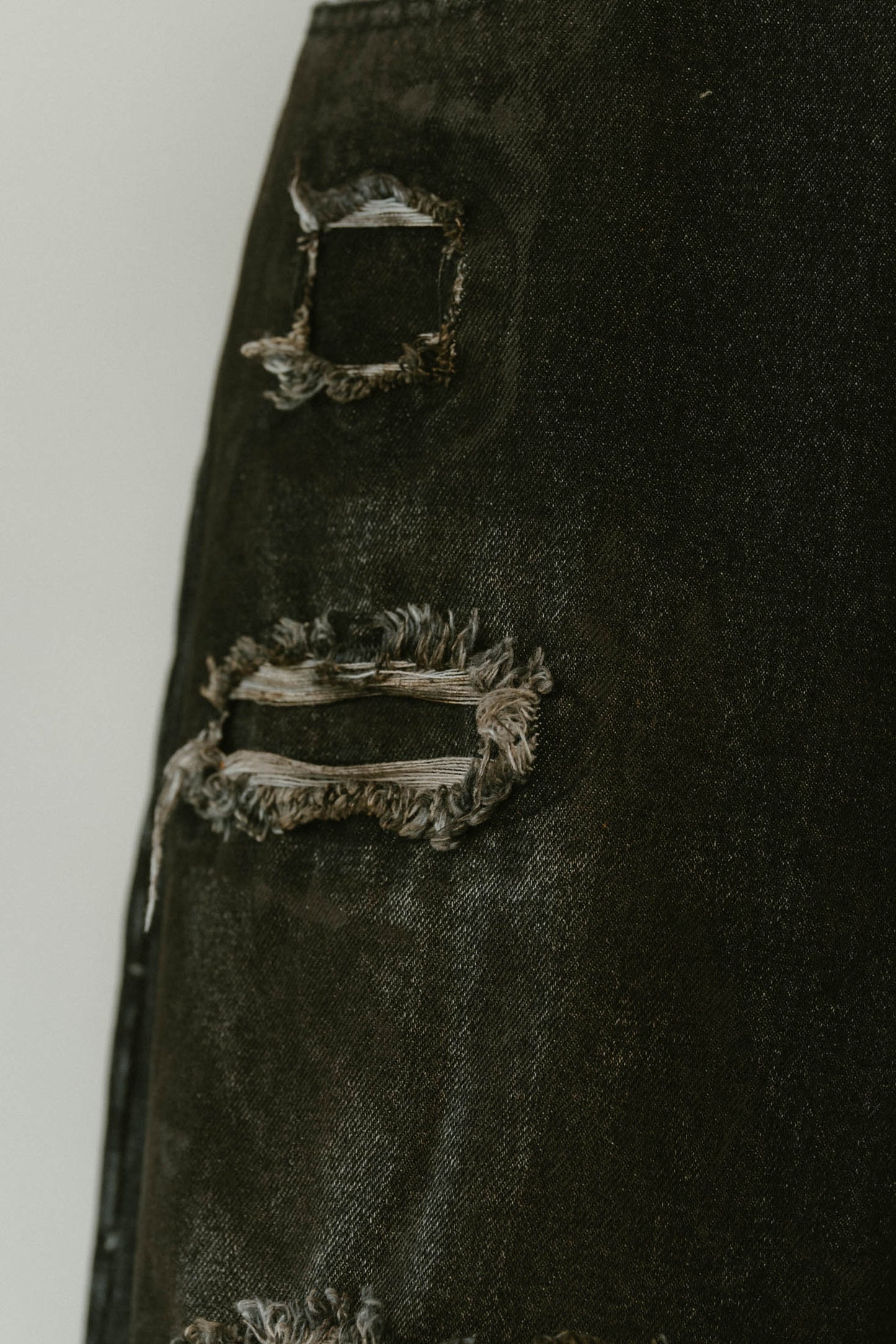 damage denim pants(unisex)/blackwhite