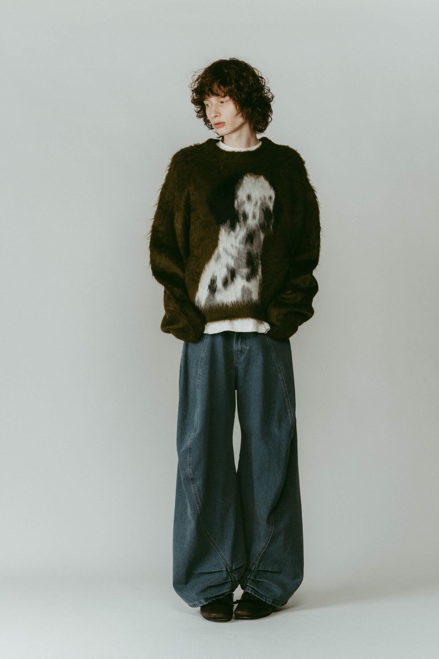 dalmatian shaggy knit(unisex)/green