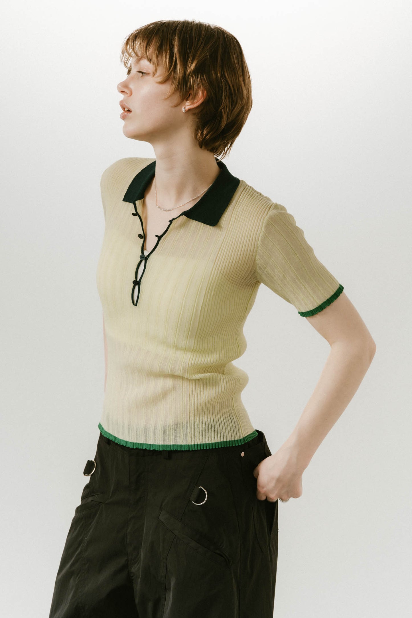 sheer polo knit /3color