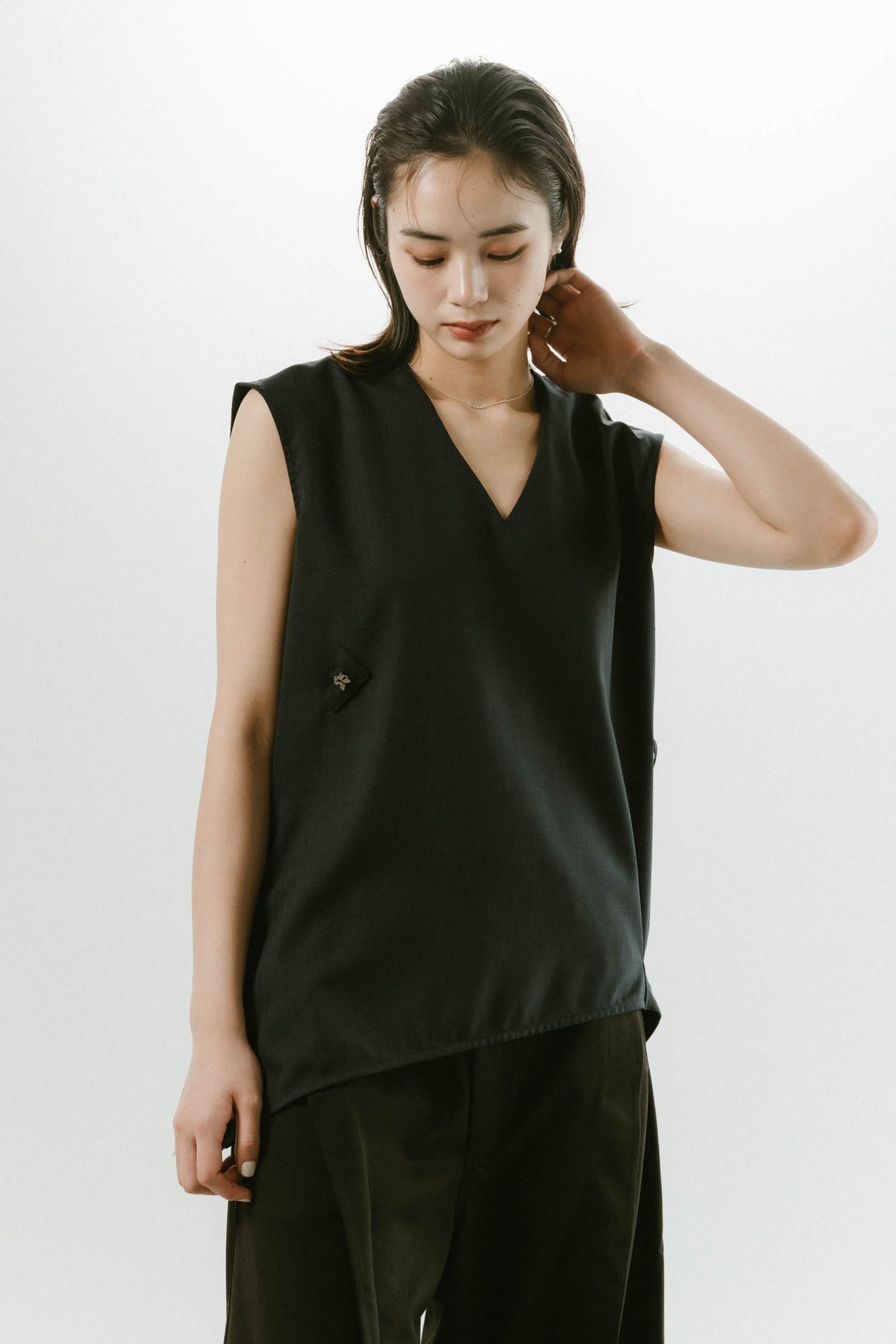 2way asymmetry blouse/2color