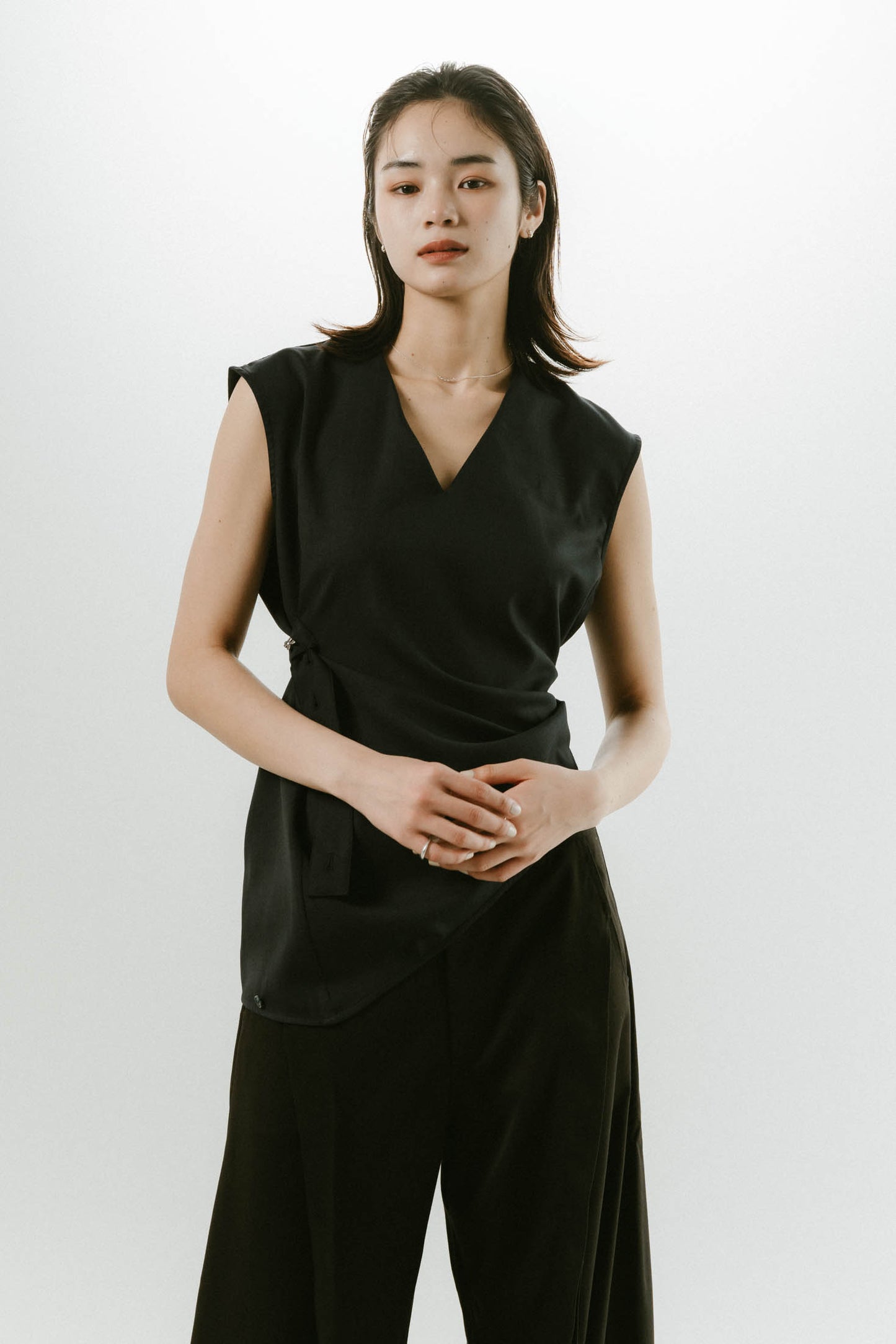 2way asymmetry blouse/2color