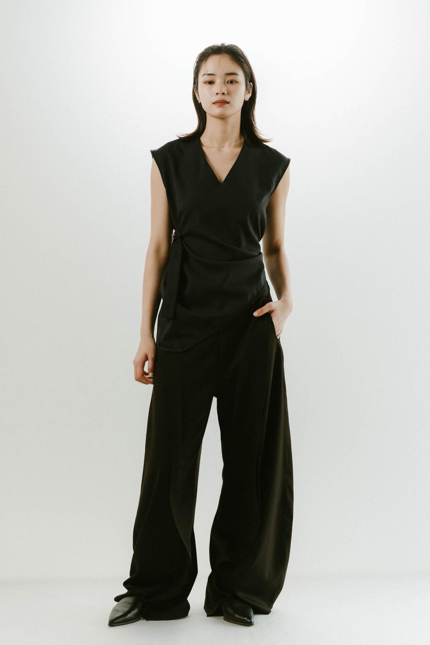 2way asymmetry blouse/2color