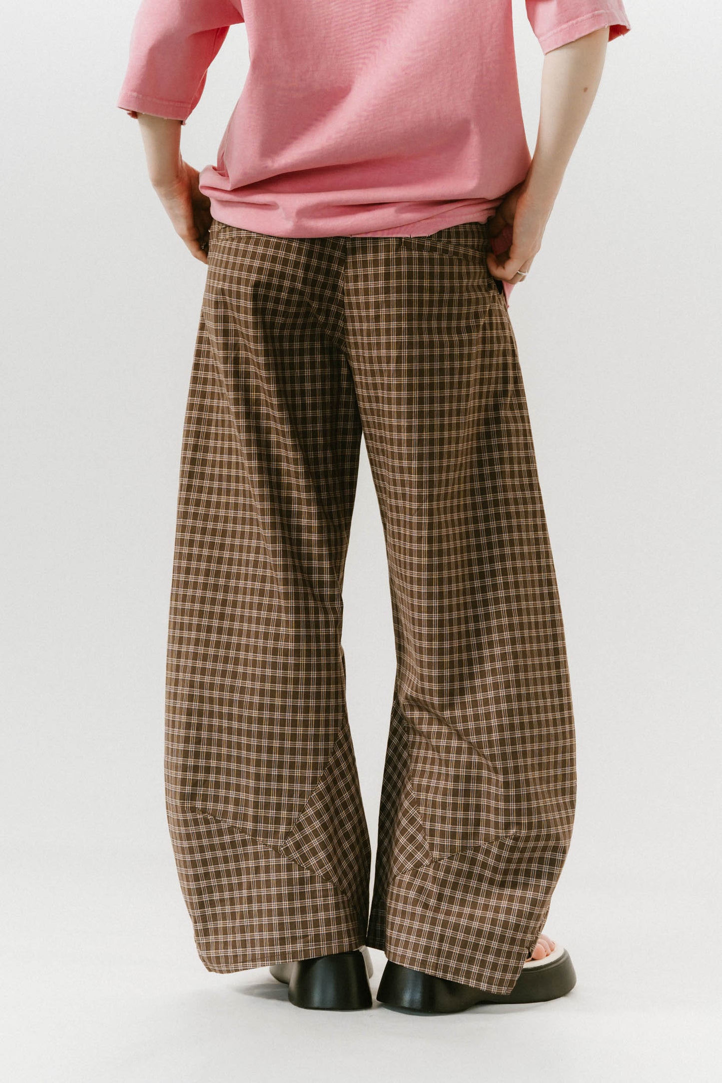 slit deformed pants(unisex)/checkbrown