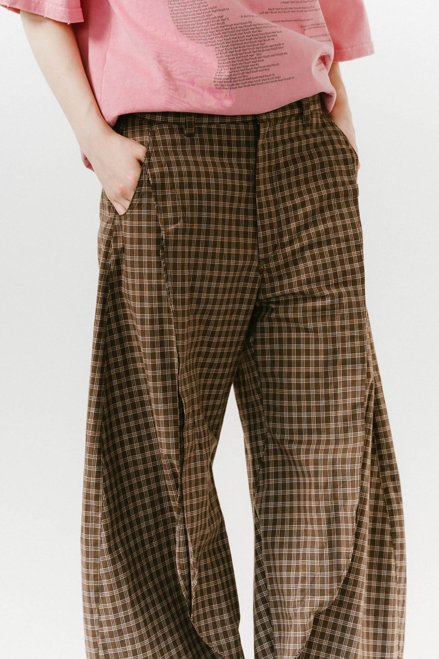 slit deformed pants(unisex)/checkbrown