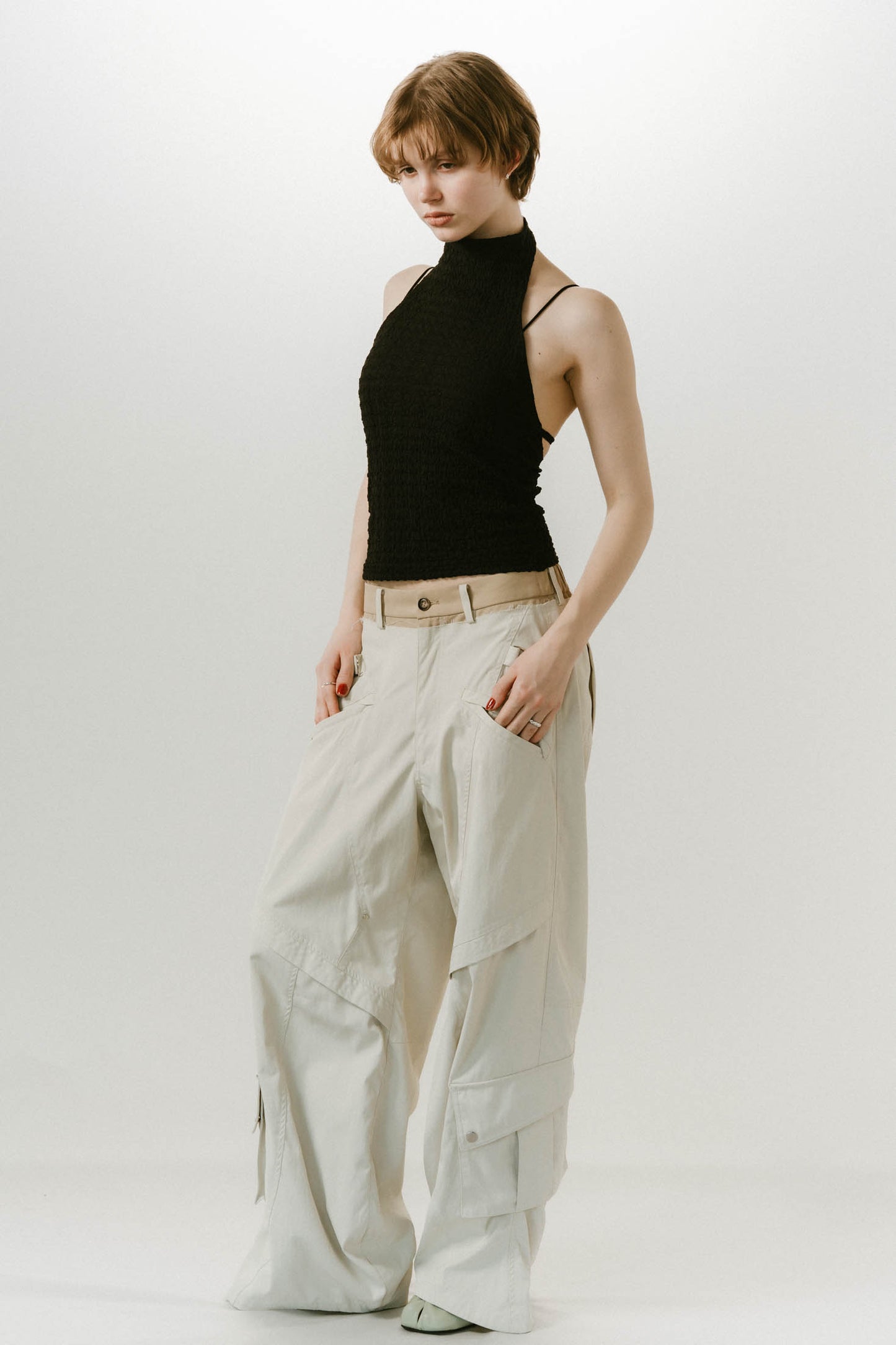 docking nylon pants(unisex)/ivory