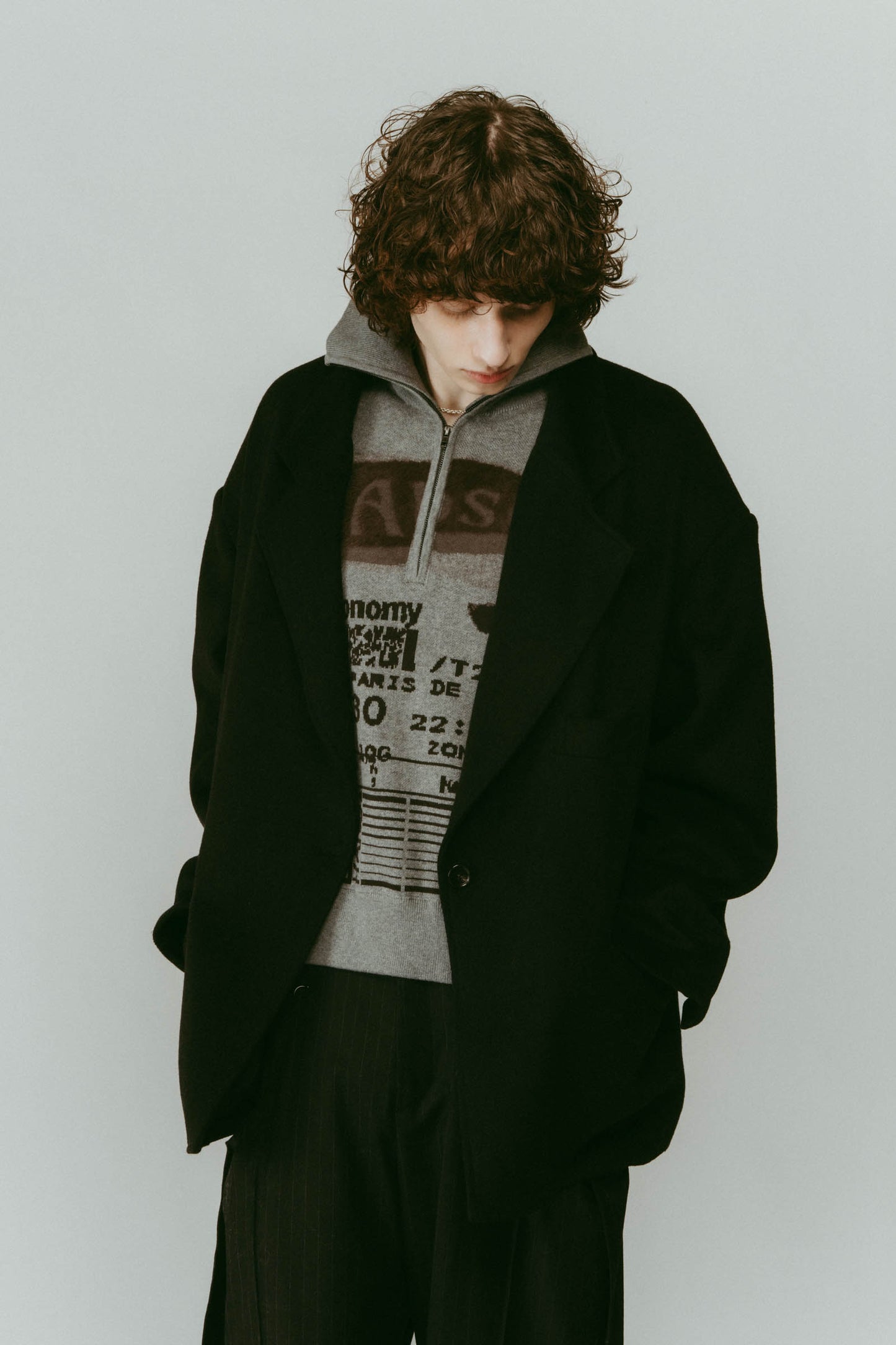 muffler overlay jacket(unisex)/black