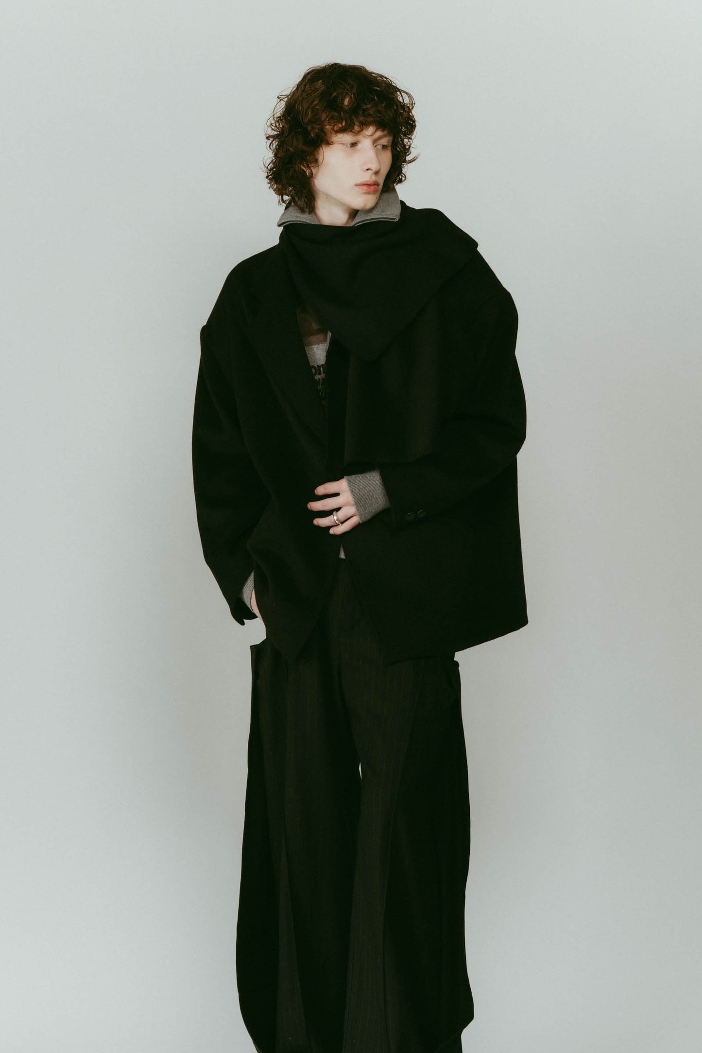 muffler overlay jacket(unisex)/black