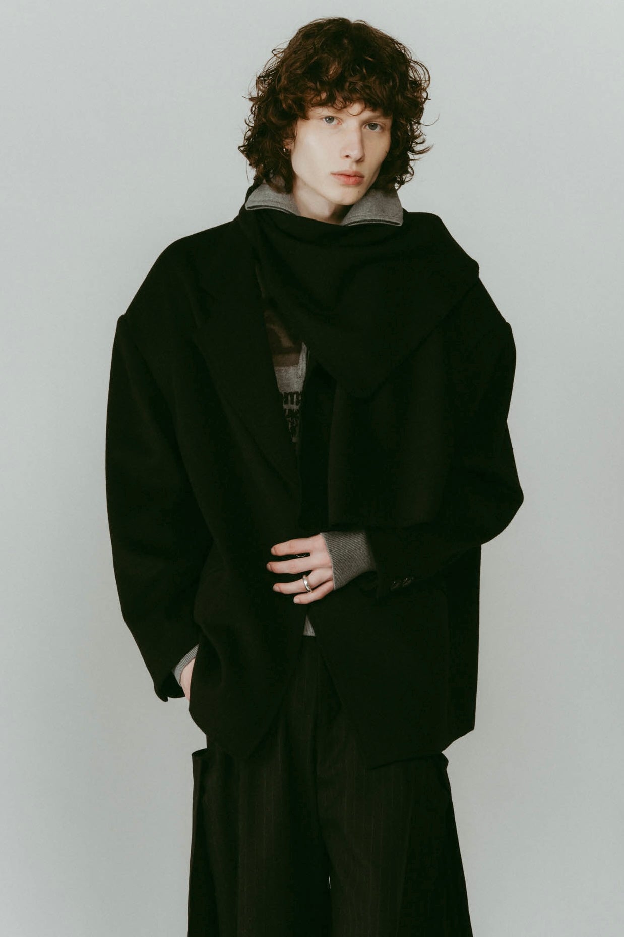 muffler overlay jacket(unisex)/black