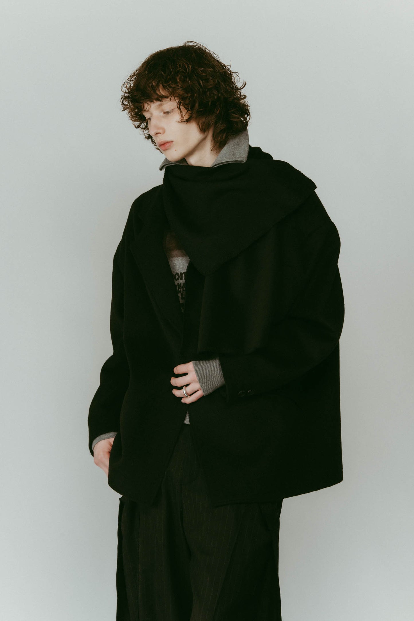 muffler overlay jacket(unisex)/black