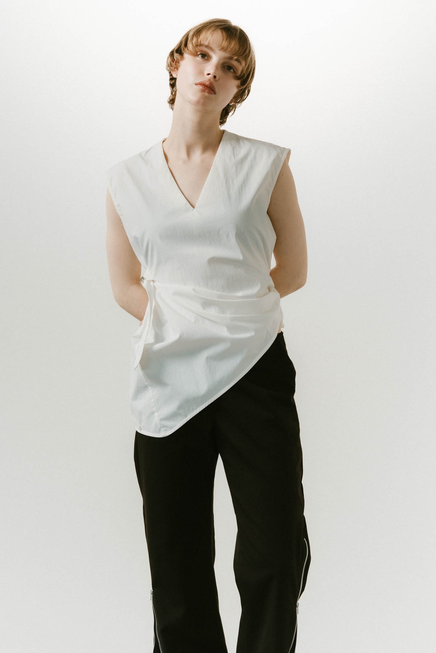 2way asymmetry blouse/2color