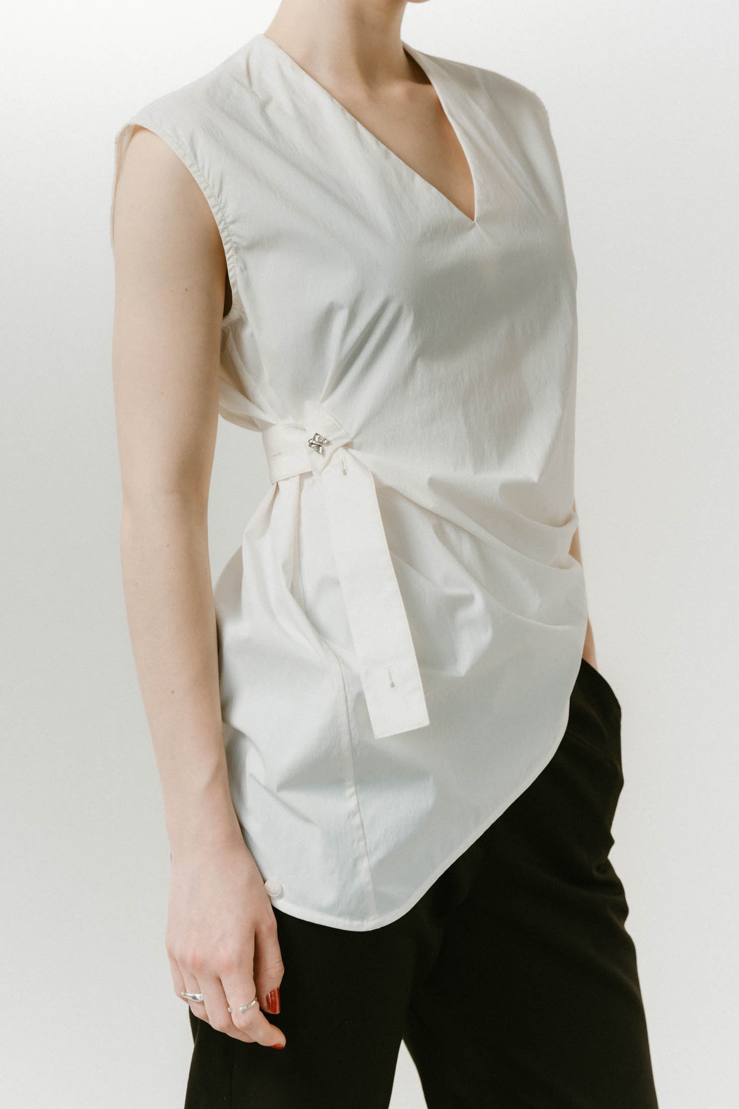 2way asymmetry blouse/2color