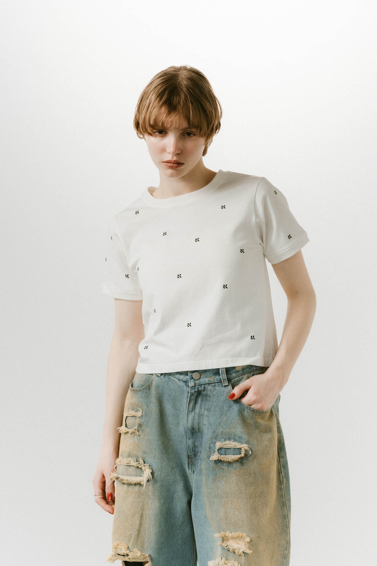K motif mini T shirt/2color