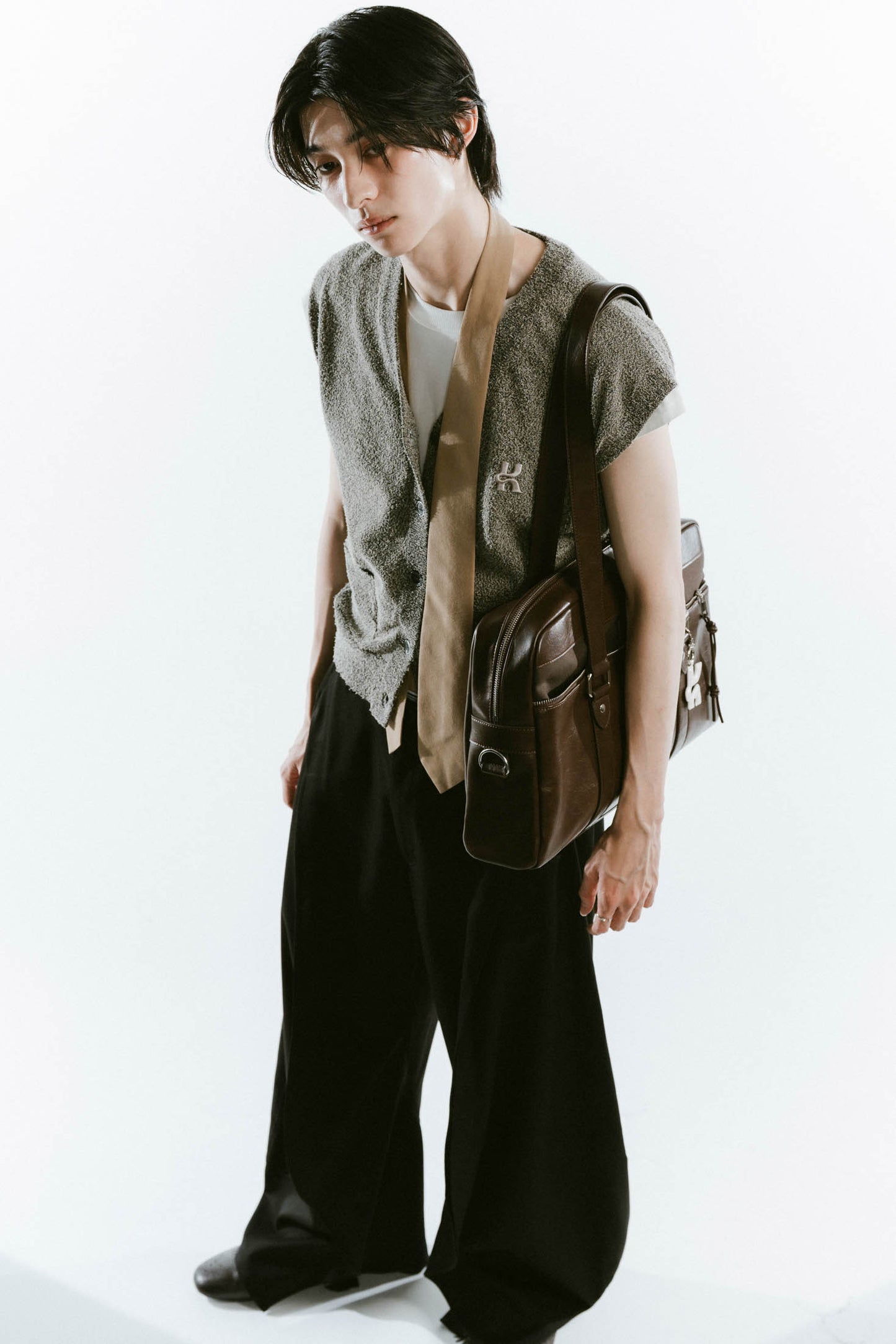 school style leather bag/2color