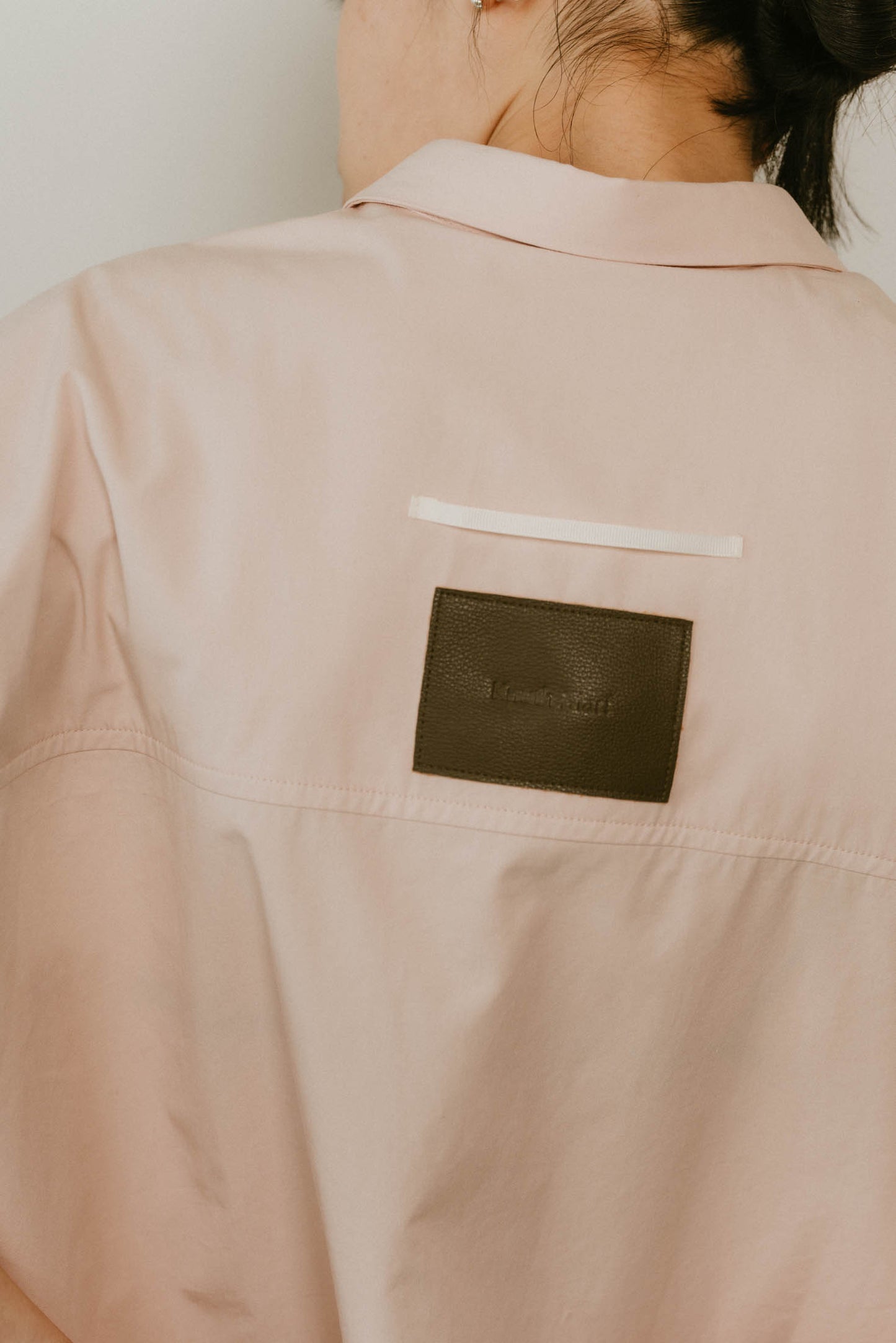 stripe label nosleeve shirt/4color