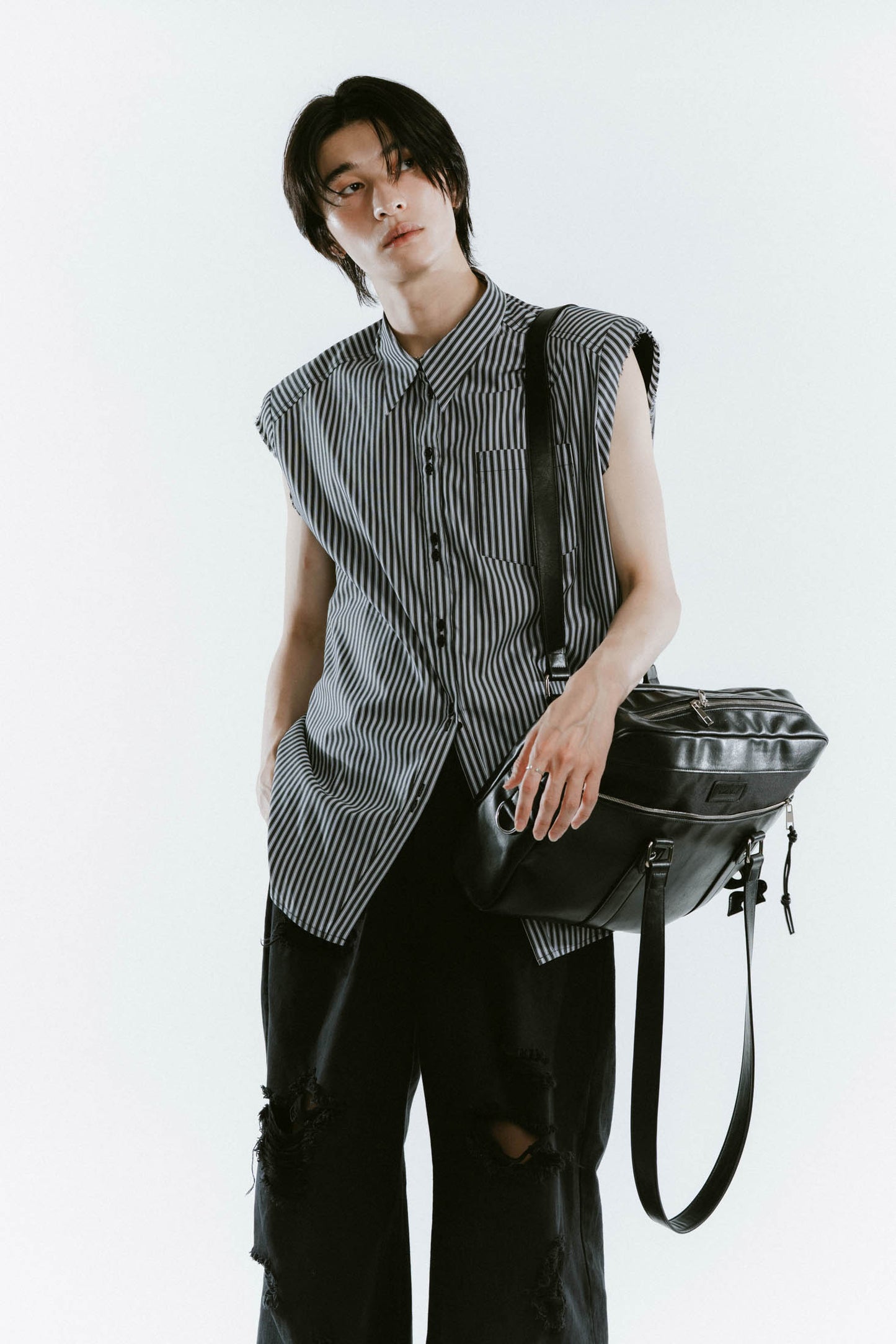 school style leather bag/2color