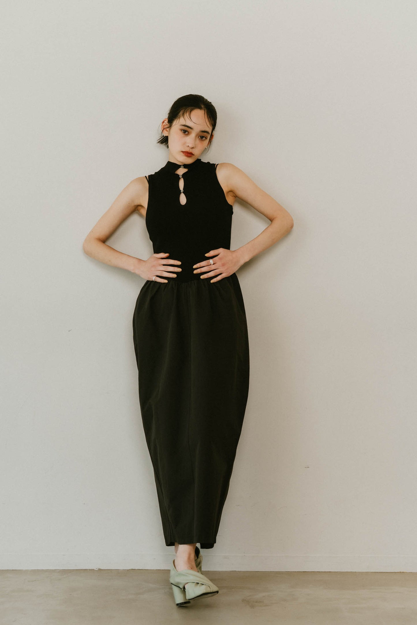 taffeta docking one piece/black