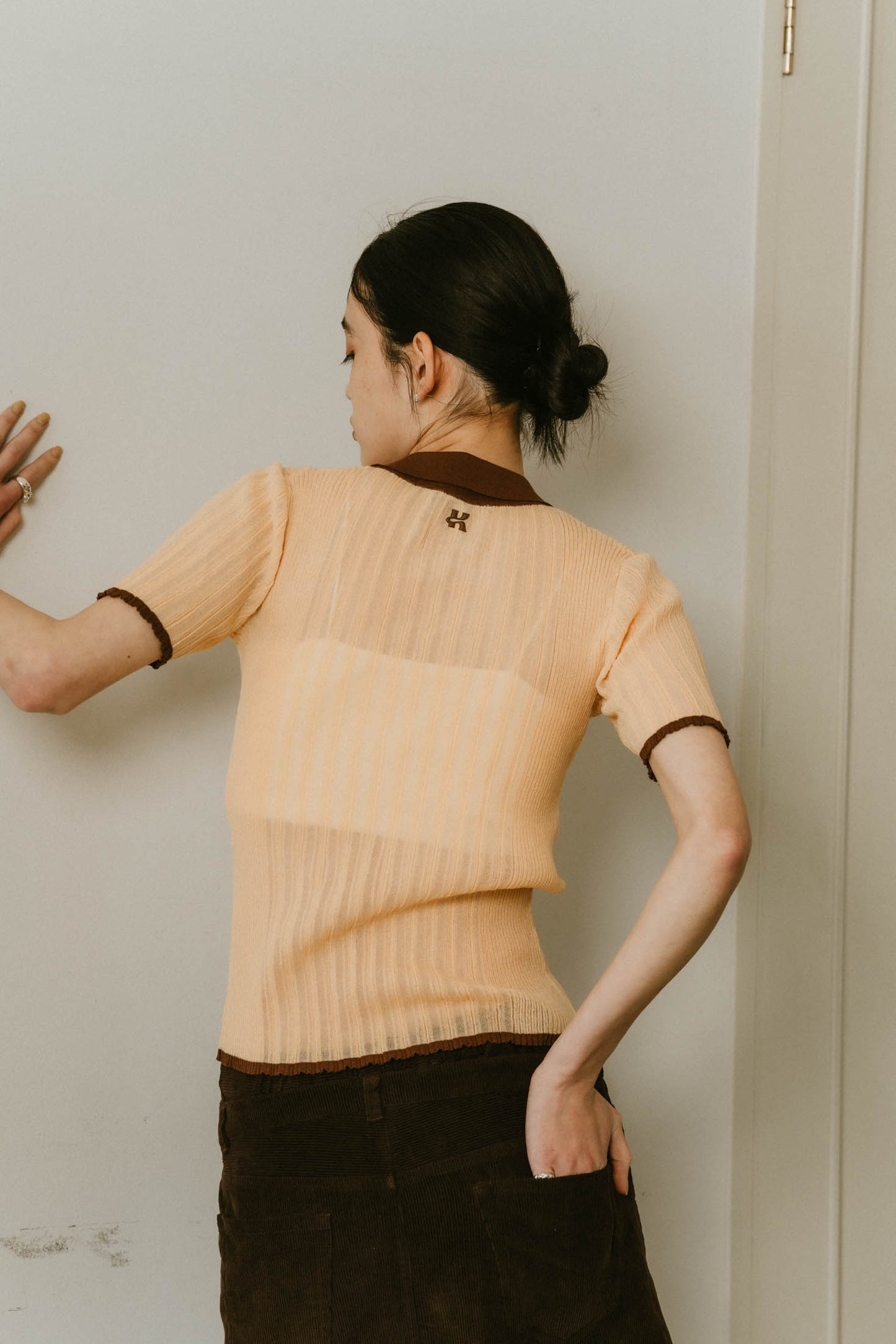 sheer polo knit /3color