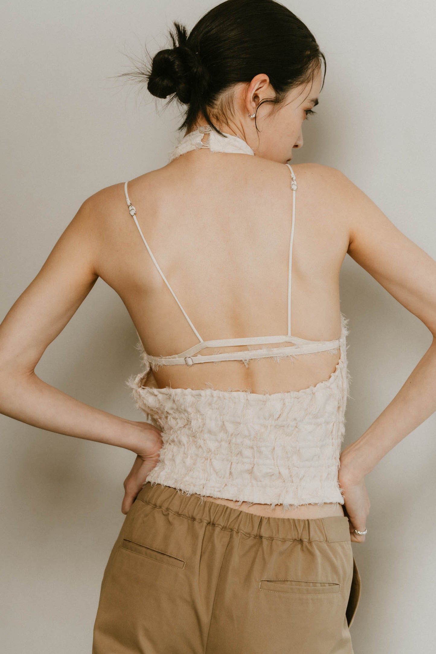 halter neck tops/ivory