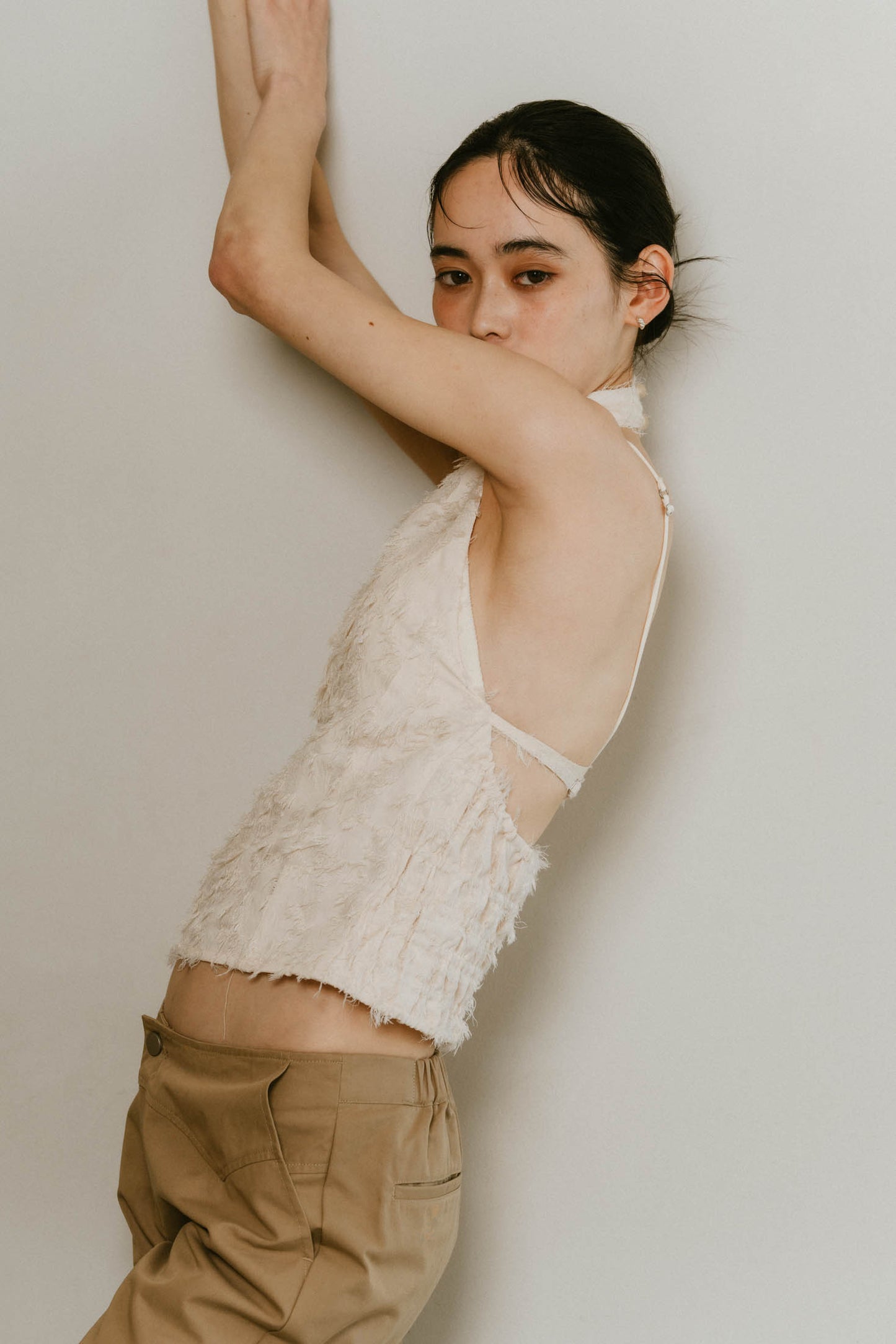 halter neck tops/ivory