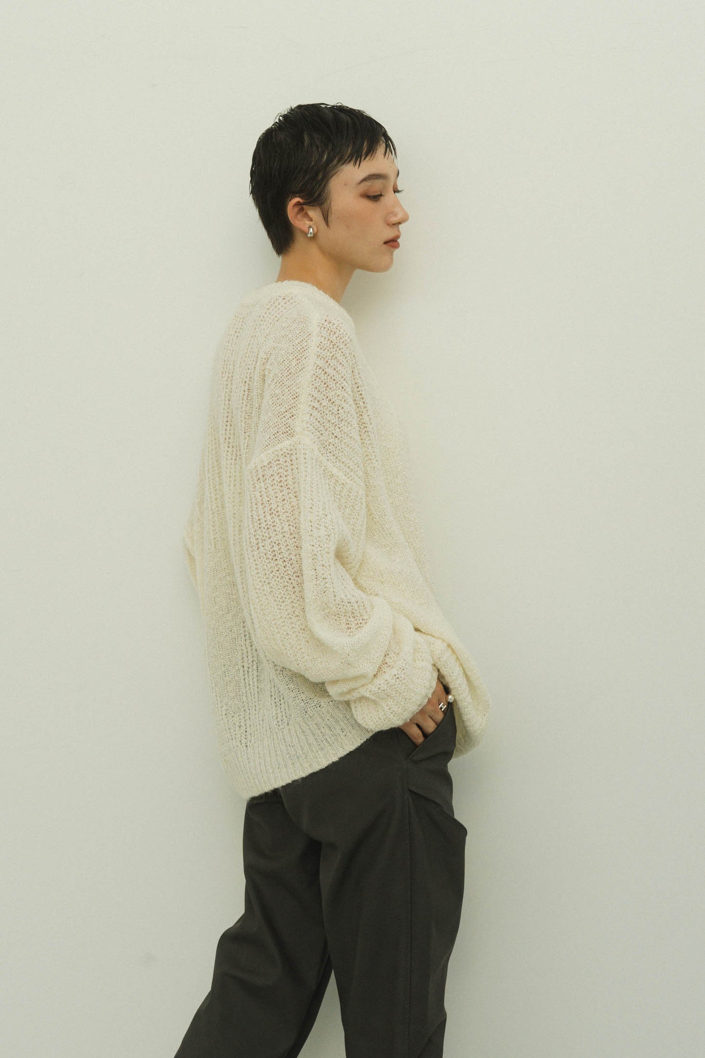 jaguard sheer knit(unisex)/white
