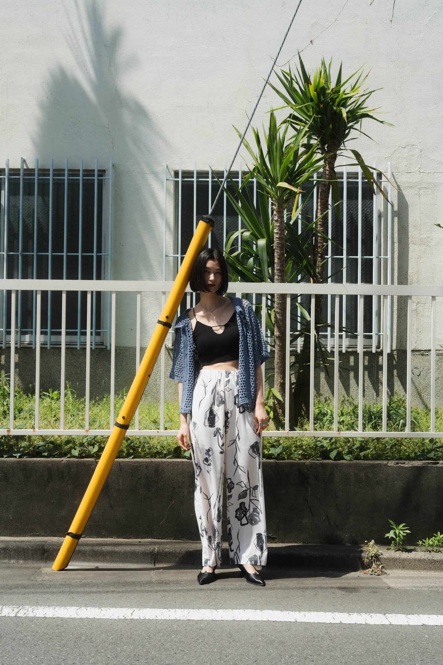stripe flower pants(unisex)/2color