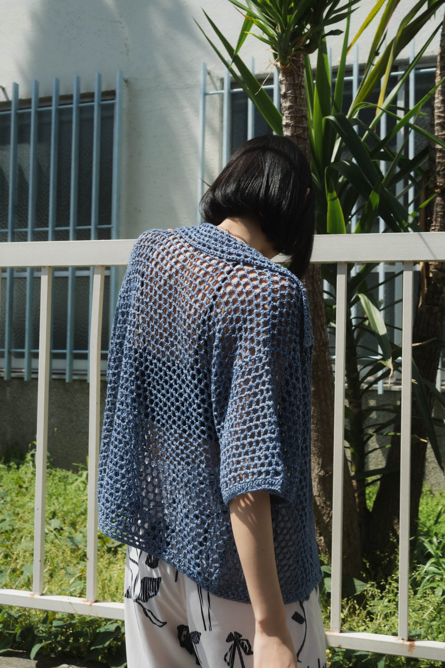 crochet knit shirt/2color