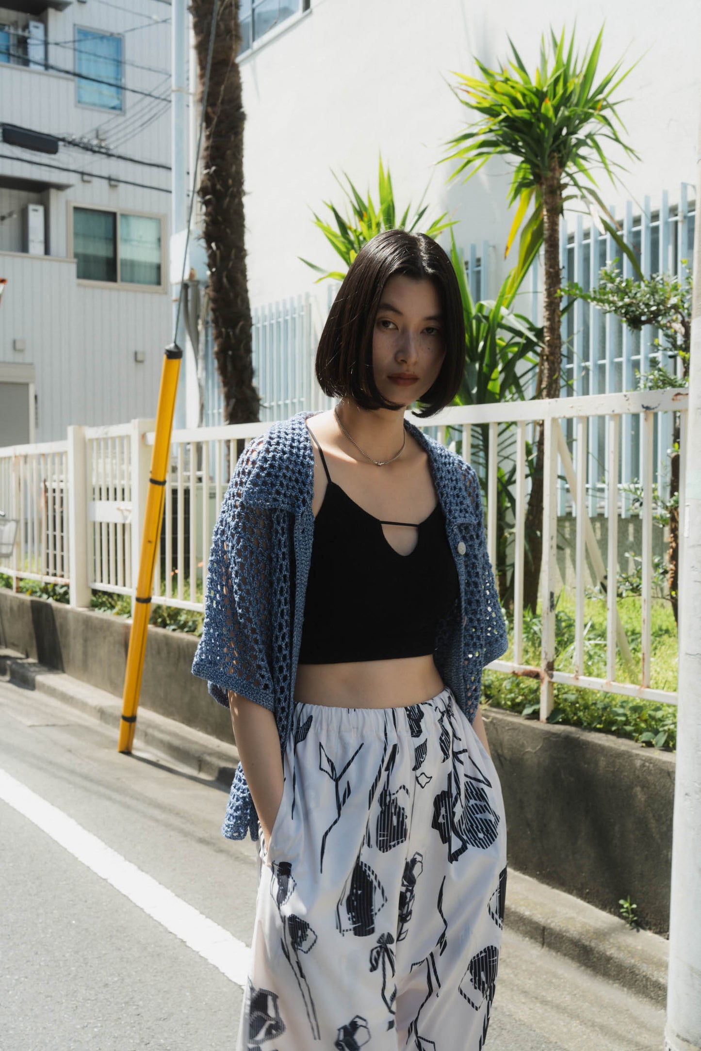 crochet knit shirt/2color
